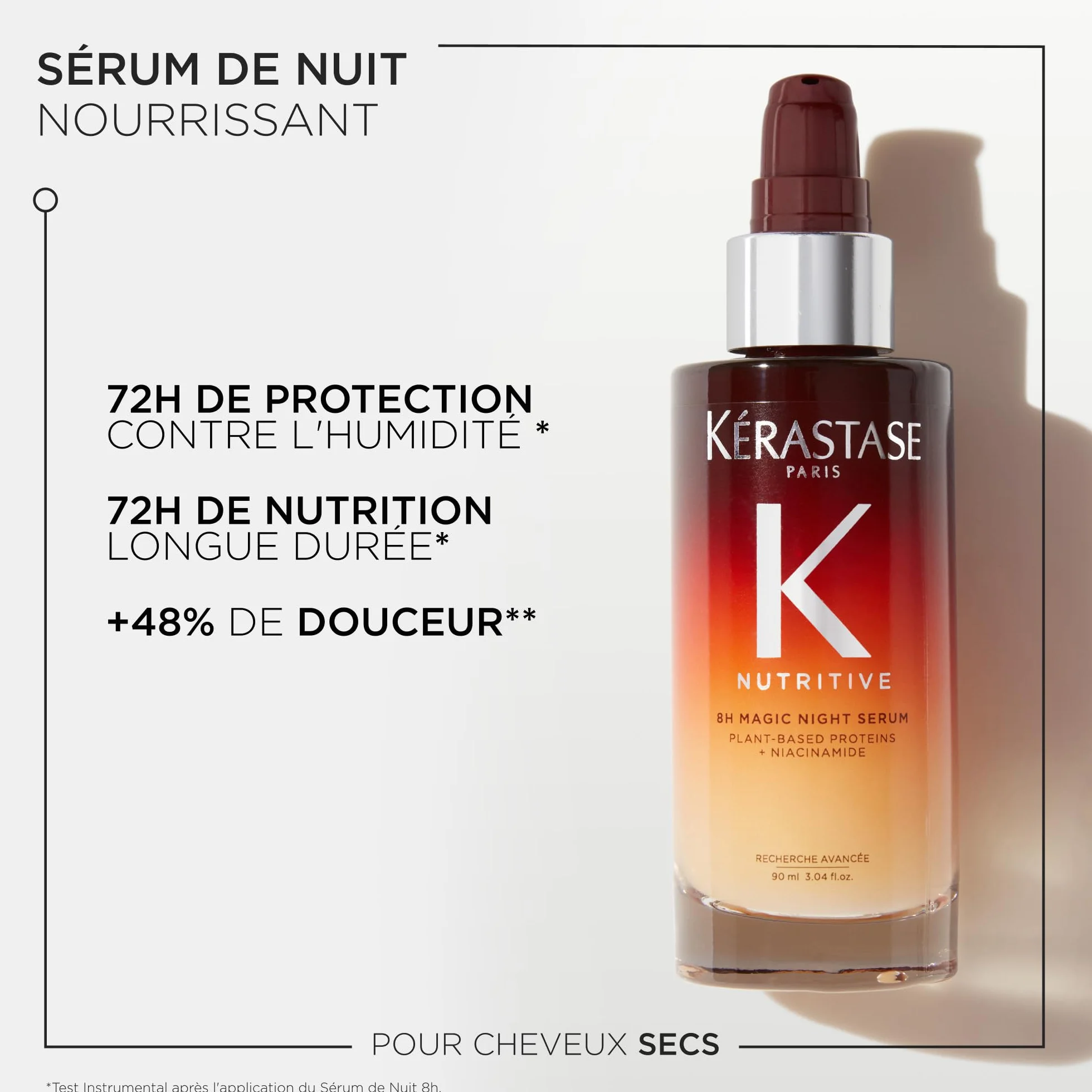 KERASTASE Nutritive 8H Magic Night Serum Cheveux Secs Nourrit Protège Humidité Protéines Végétales Niacinamide