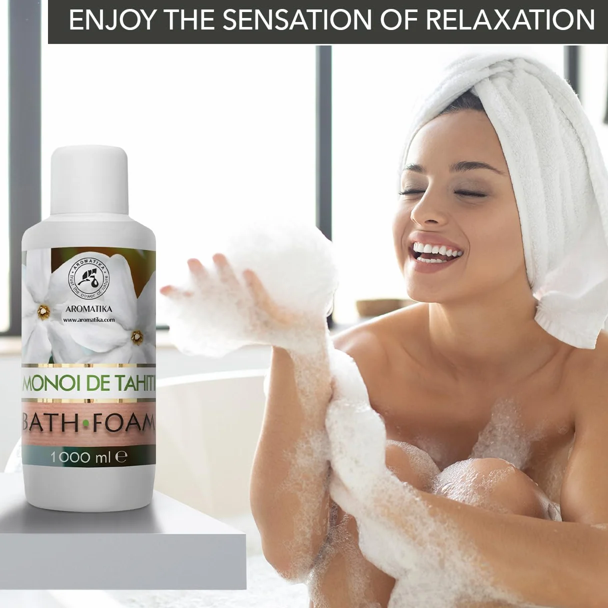 Mousse de Bain Monoi de Tahiti 1000ml - Bath Foam Calming - Soin du Corps - Exotique - Beauté - Bain - Bien-Etre - Détente - Aromathérapie - Spa - Bains Moussants