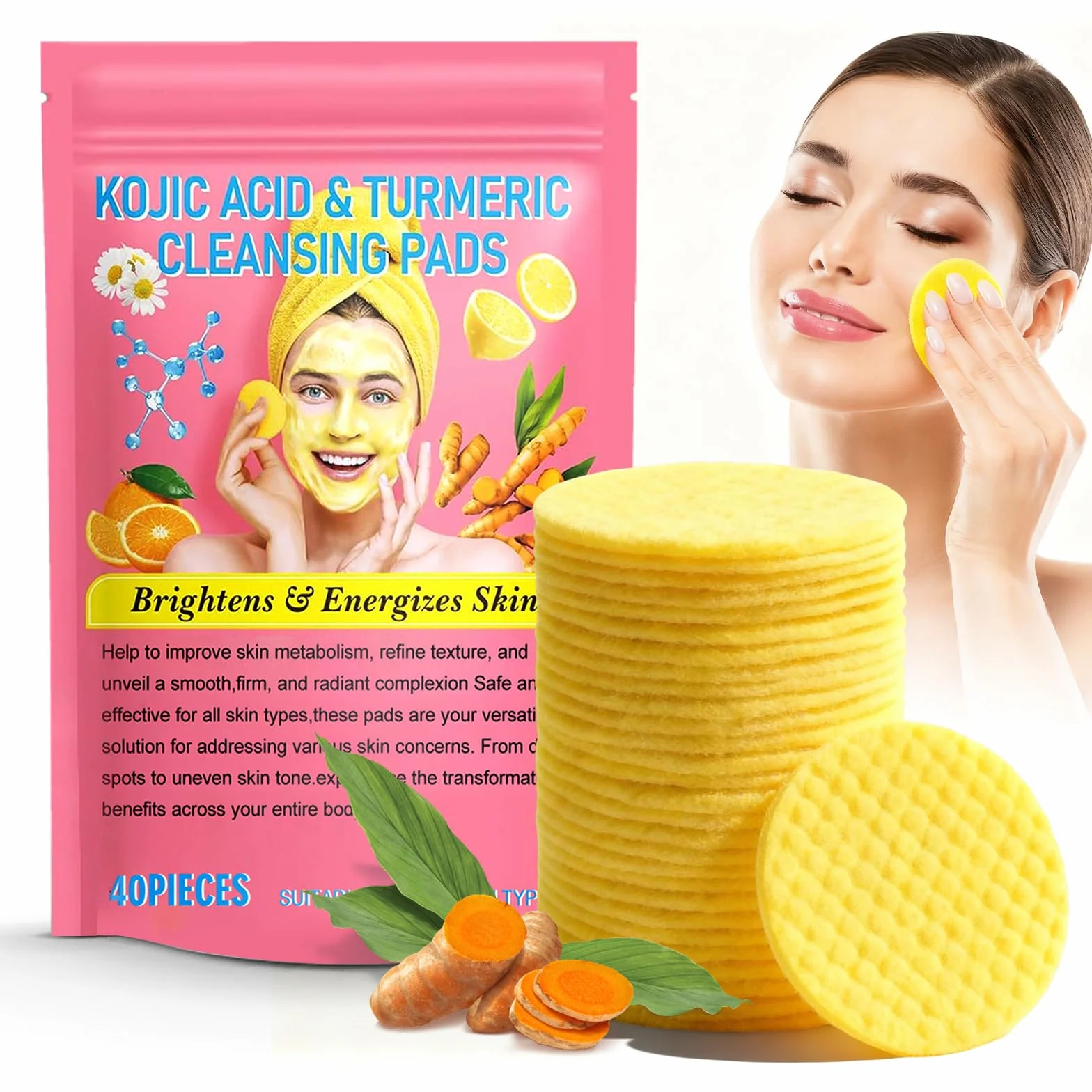 Turmeric Kojic Acid Exfoliating Cleansing Pads 40pcs