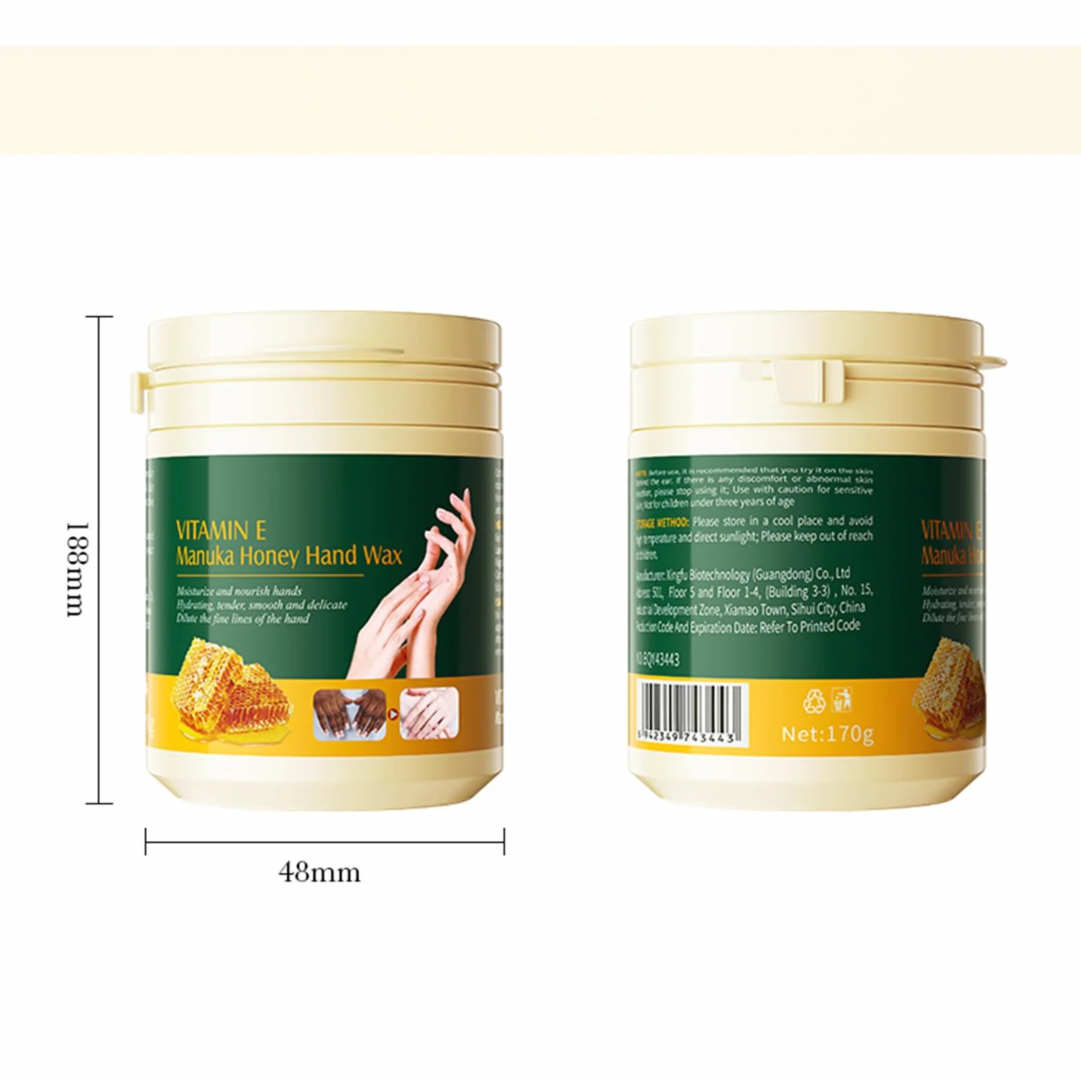 Masque De Cire Pour Les Mains Au Miel Et Vitamine E, Soin Des Mains Gercées, 170 G