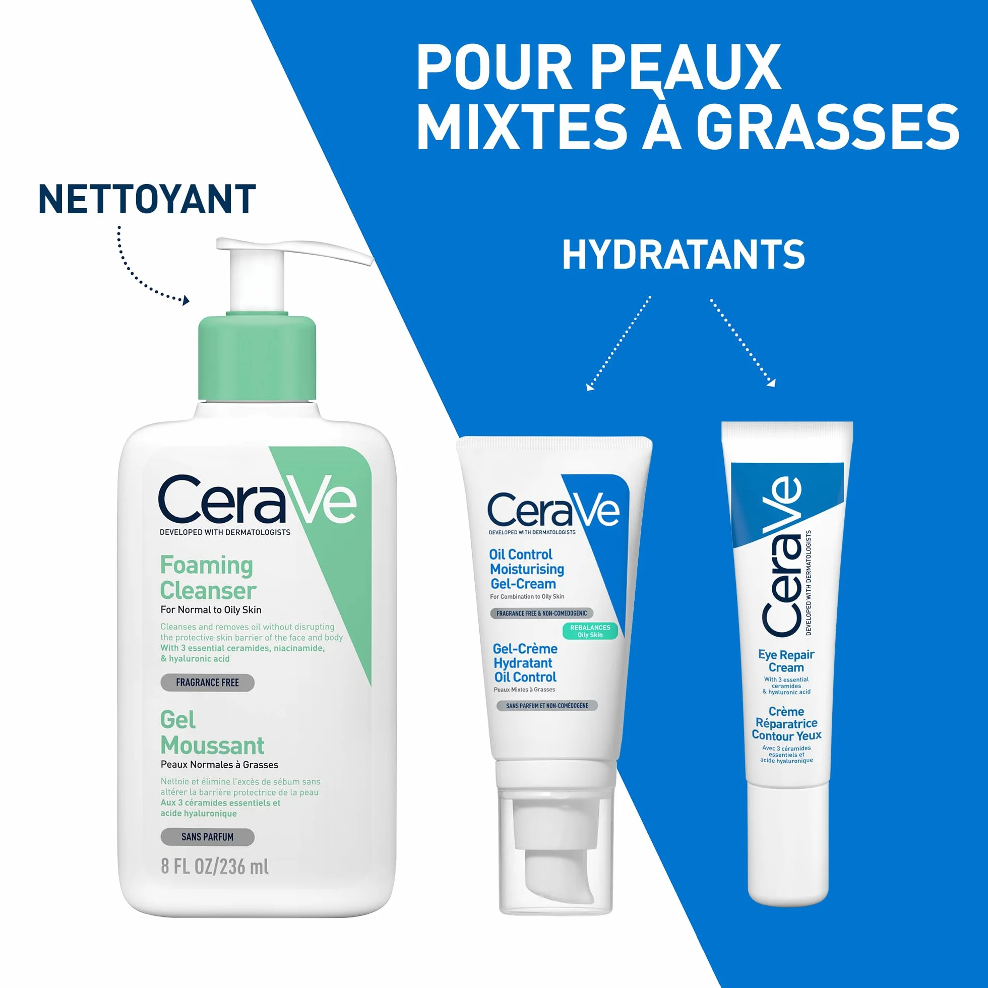 CeraVe Gel-Crème Hydratant Visage Oil Control 52 ml 3 Céramides Niacinamide Acide Hyaluronique