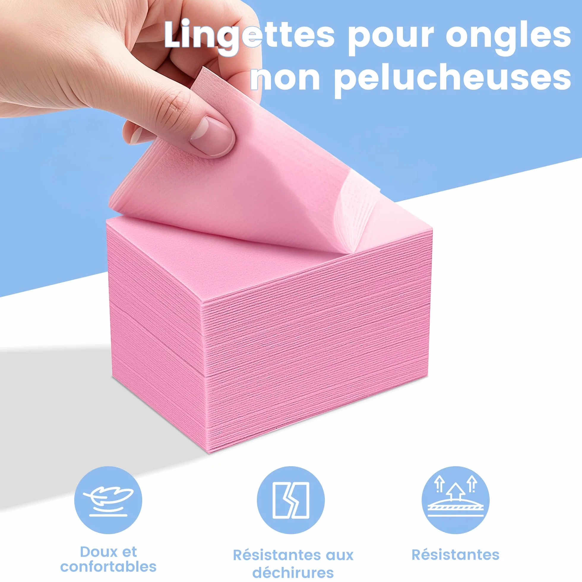 Lingettes Ongles 630 Pièces Cotons Secs Non Pelucheux pour Manucure et Pédicure Rose