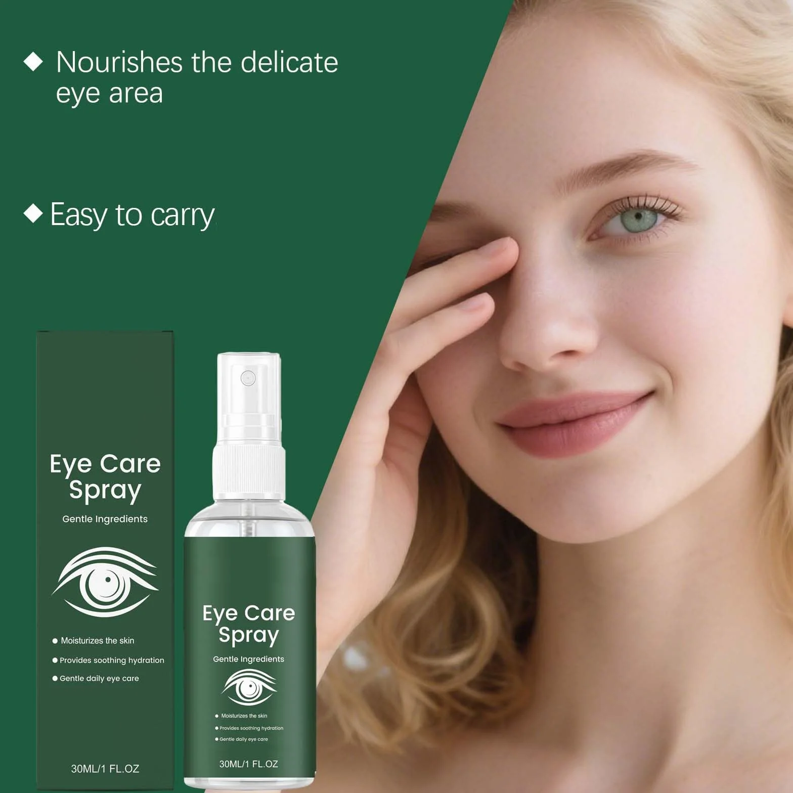 Spray Sérum Yeux Lutein, Rafraîchissant Vitamine E, Hydratant Doux pour Homme et Femme, Absorption Rapide (2Pcs)