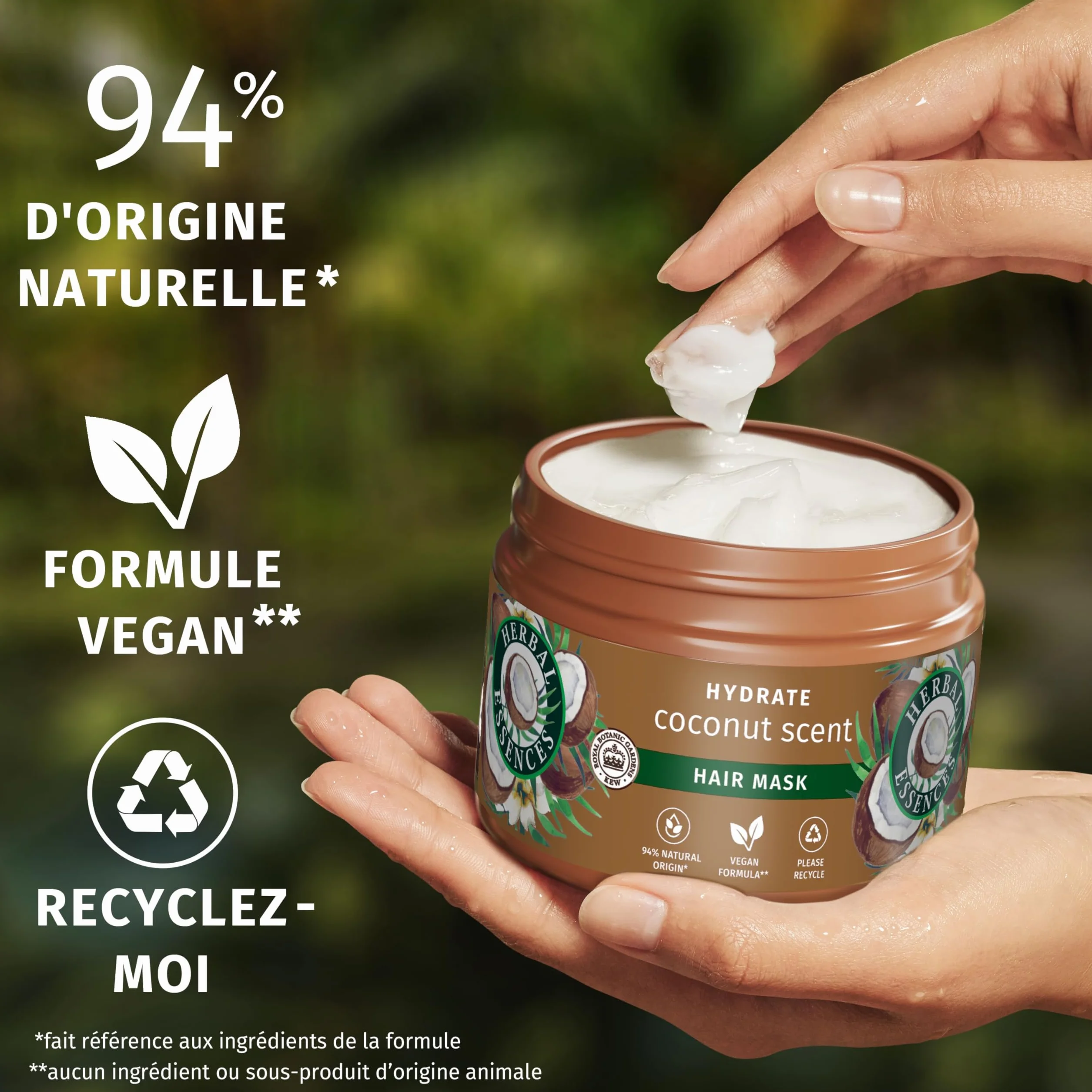 Herbal Essences Masque Hydratation Noix de Coco 500ml Cheveux Abîmés Nourrir Lisser
