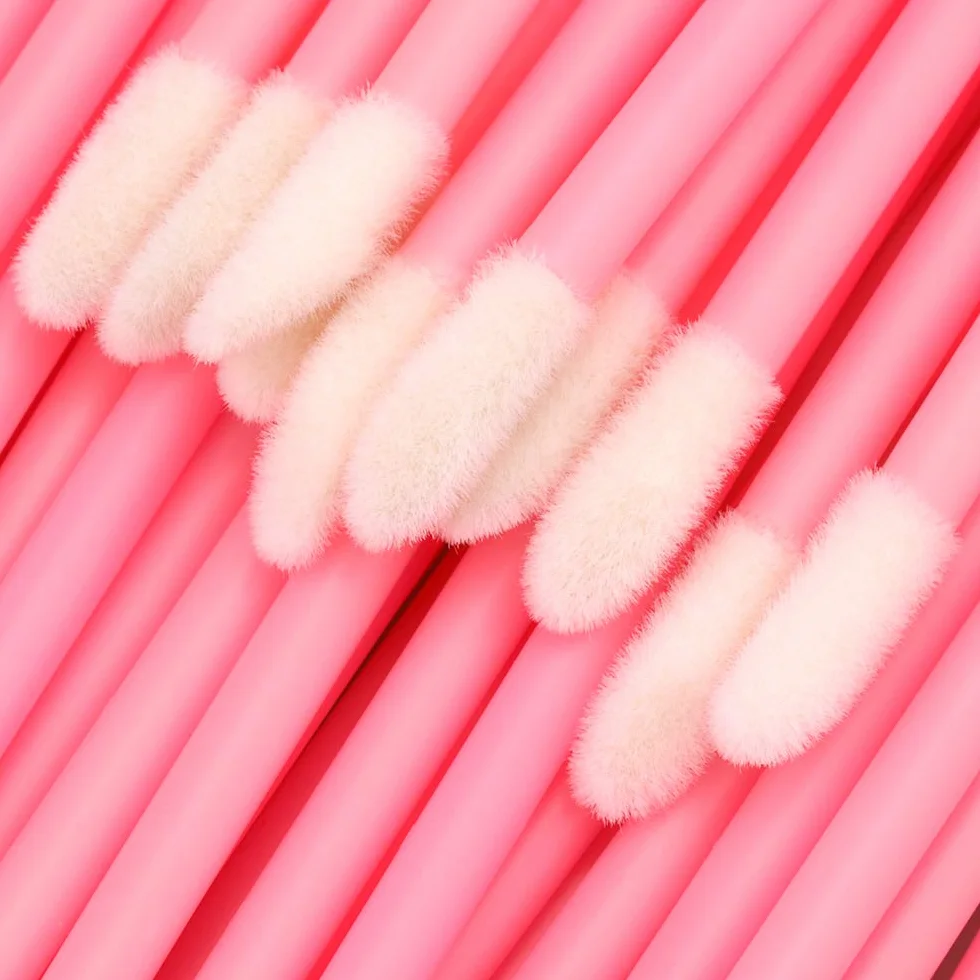 G2PLUS Pinceaux Lèvre Jetables Applicateur Batonnet Brosse à Lèvres Lip Brush Kit Maquillage Rose