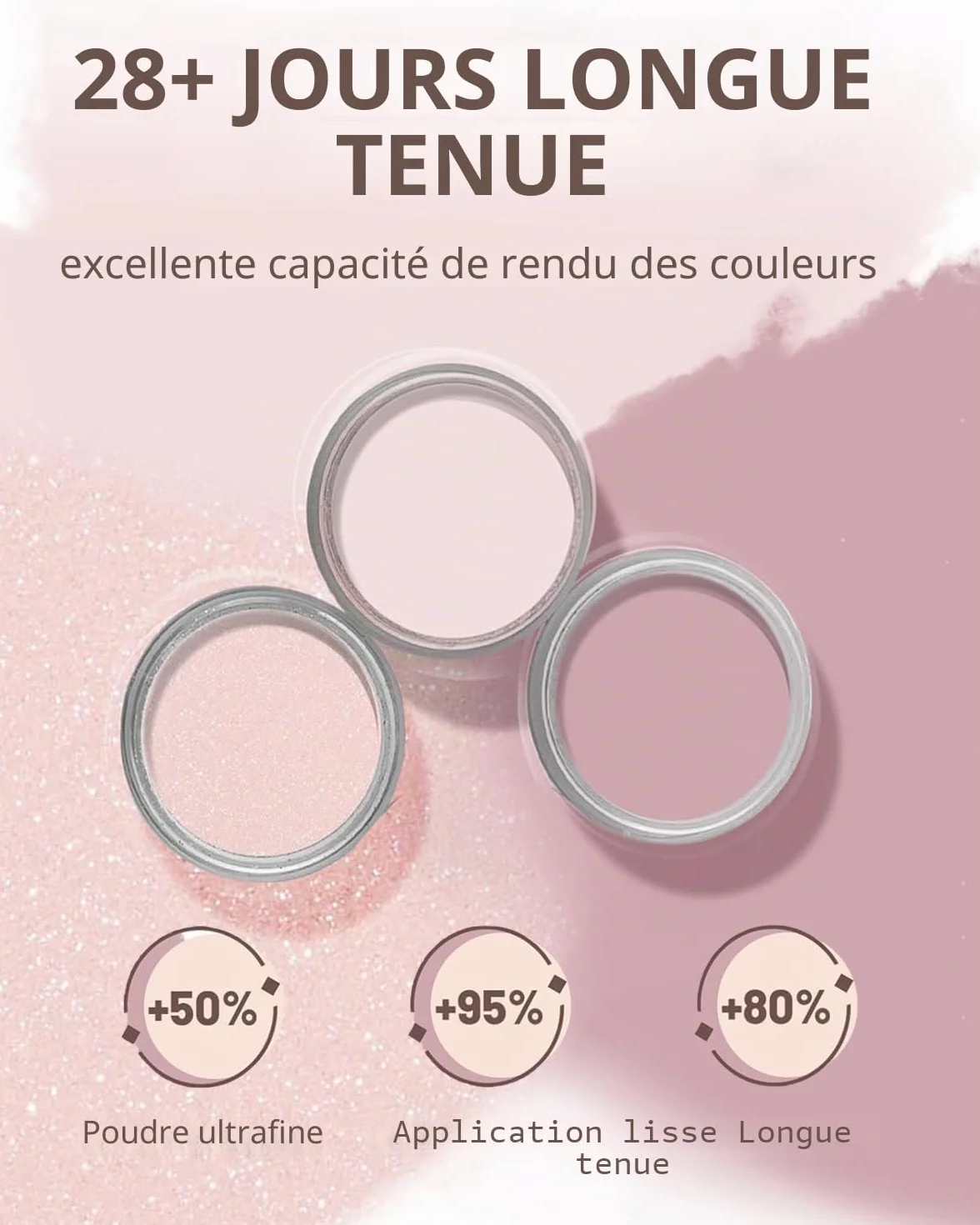 Aokitec Kit de trempage pour ongles 12 poudres 3 couleurs rose clair nude rose pâle avec 3 liquides acrylique nail art