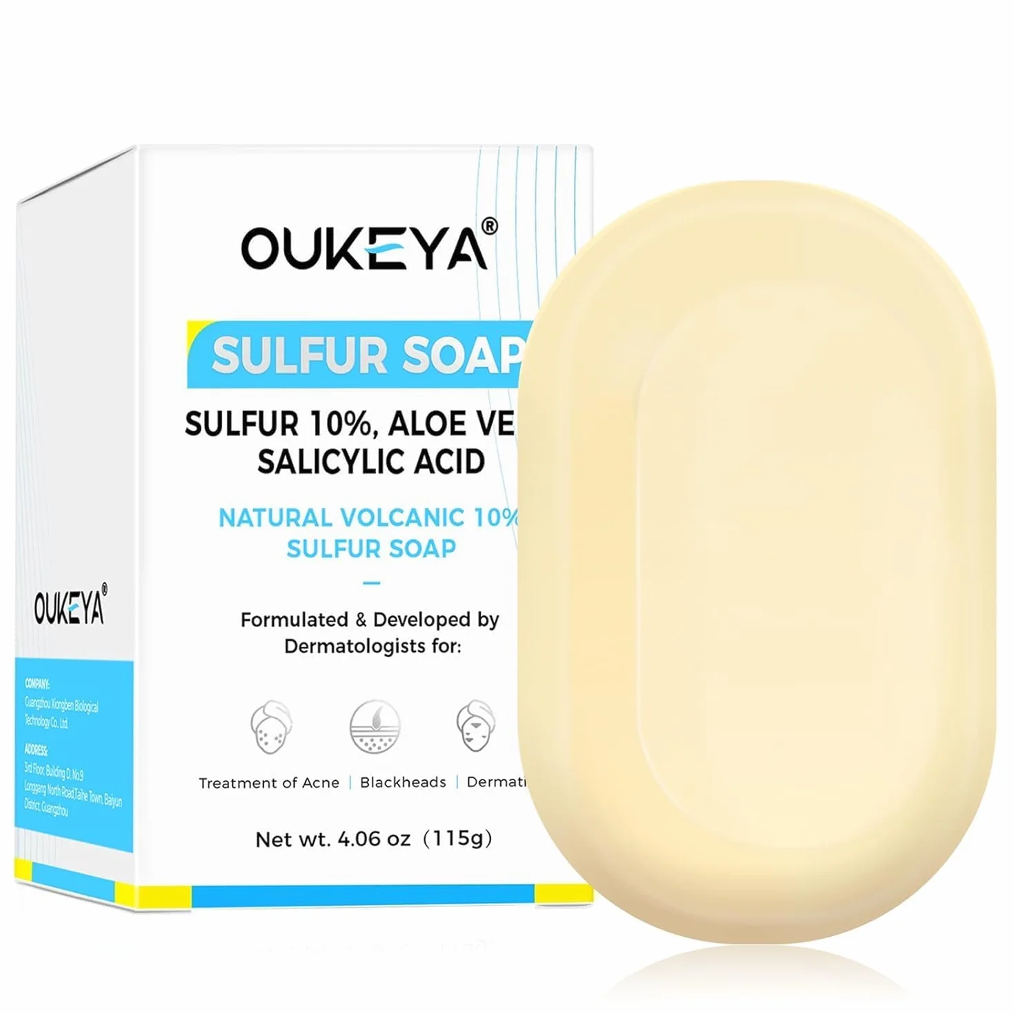 Savon Au Soufre OUKEYA 10% Lait De Chevre Acide Salicylique Huile d'Arbre à Thé Aloe Vera 115g