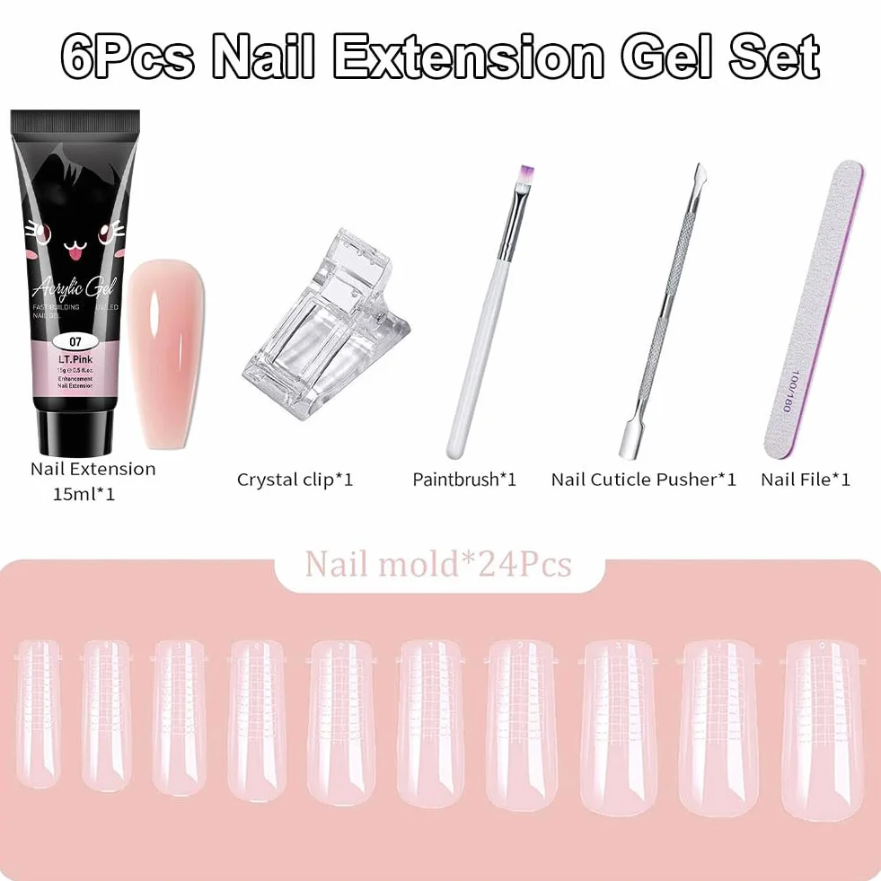 Poly Extension Gel Kit, Gel D'extension d'ongles en Poly, Démarrage pour Extensions D'ongles Polygel