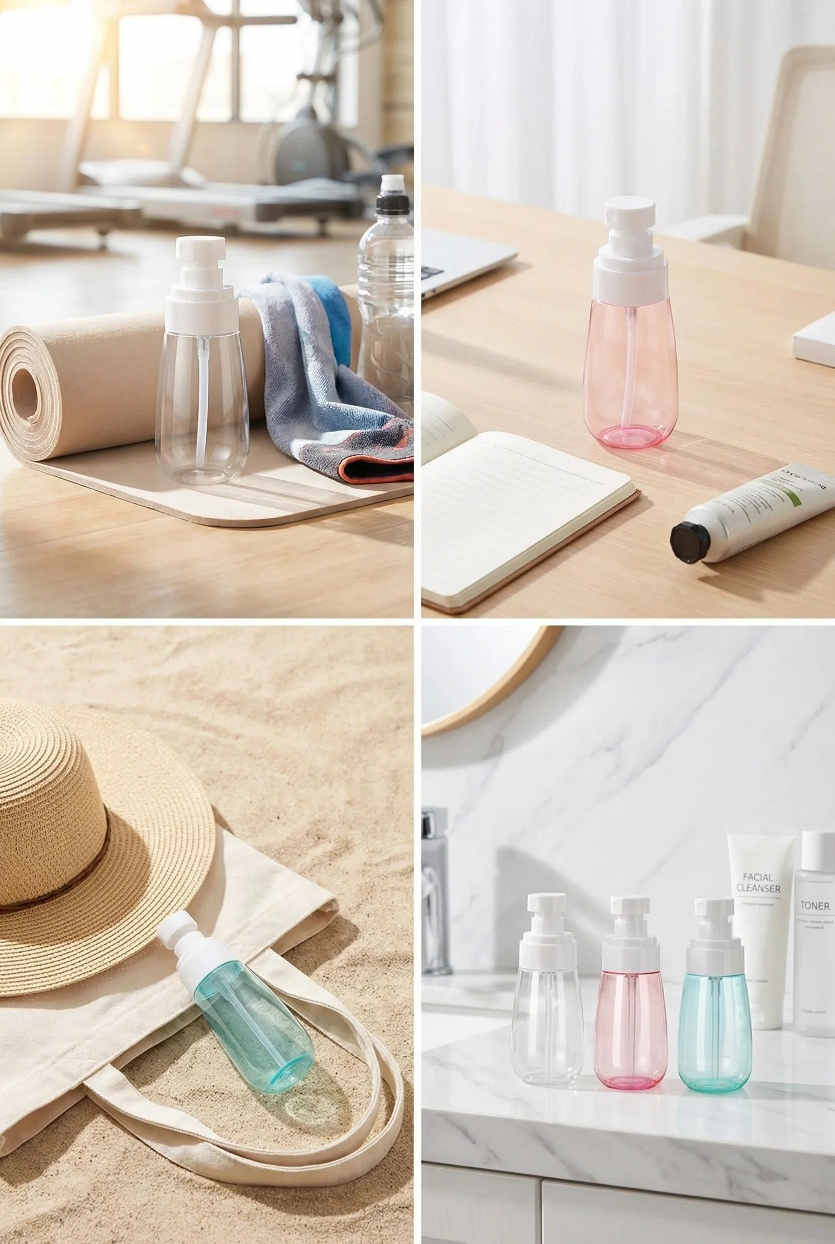 Lammcou Mini Flacons Spray à Brume Fine Lot de 3 Remplissables Anti-fuite Format Voyage TSA 60ml