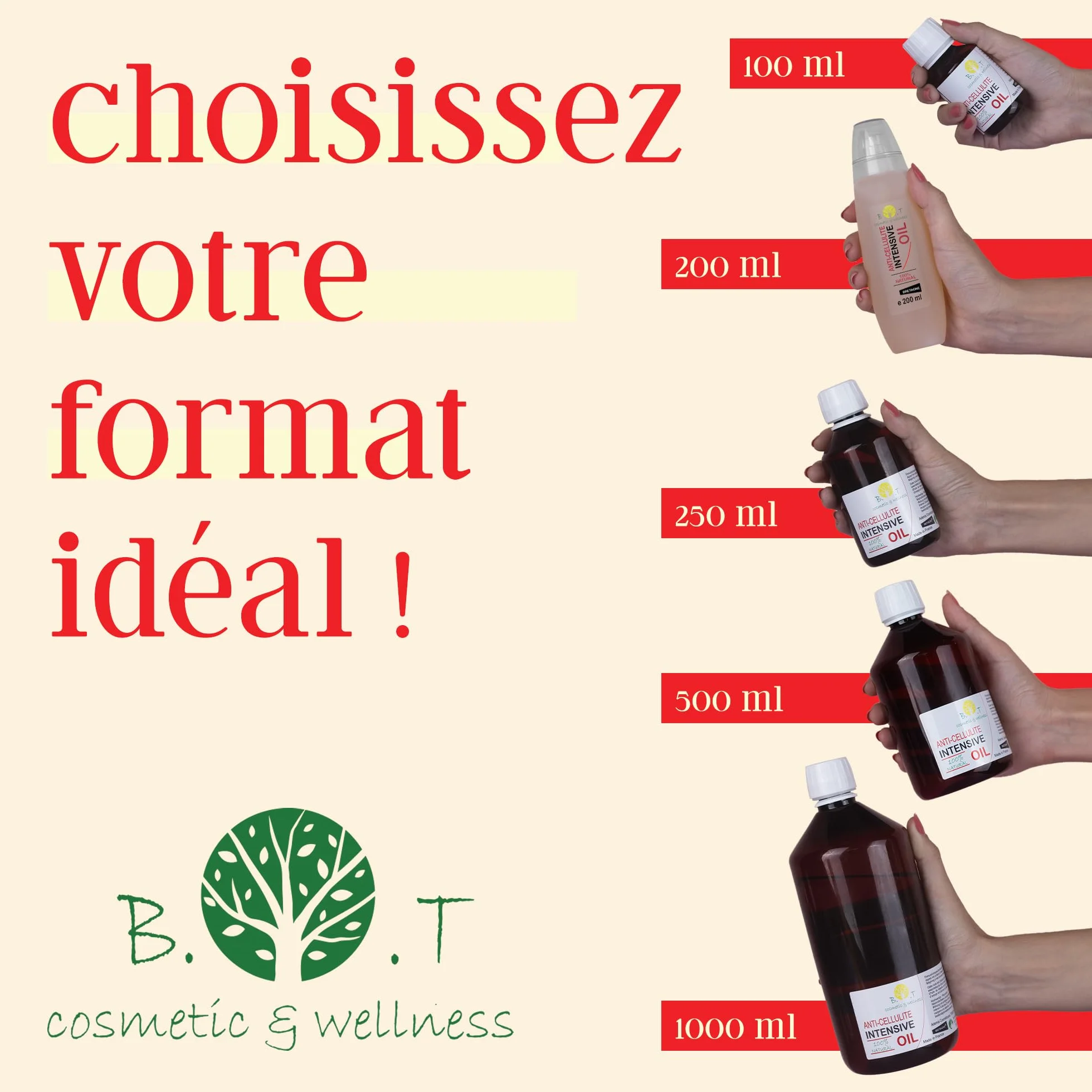 Huile Anti-Cellulite Puissante 500ml Amaigrissante Raffermissante Prévention Vergetures 100% Naturelle