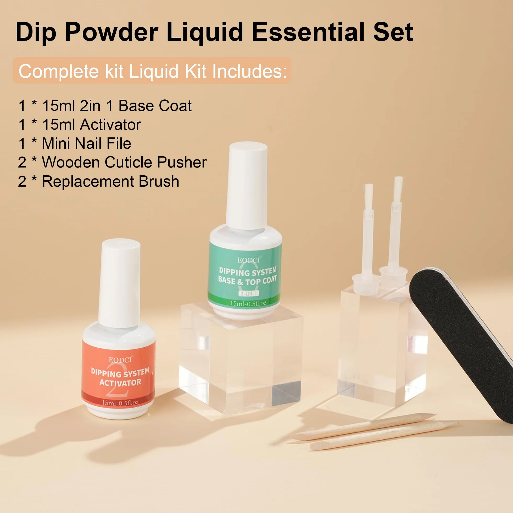 Dip Powder Liquid Set 2 en 1 Base Top Coat Activateur System Kit Trempage Poudre Ongles Acrylique Manucure