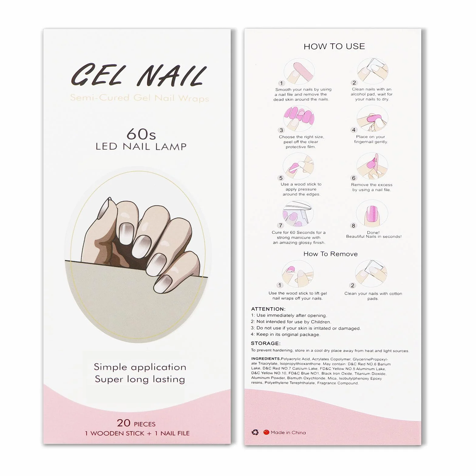 JMEOWIO Café Crème Blanc Nail Stickers Semi-durci Autocollant Gel Uv Deco Nail Art Manucure