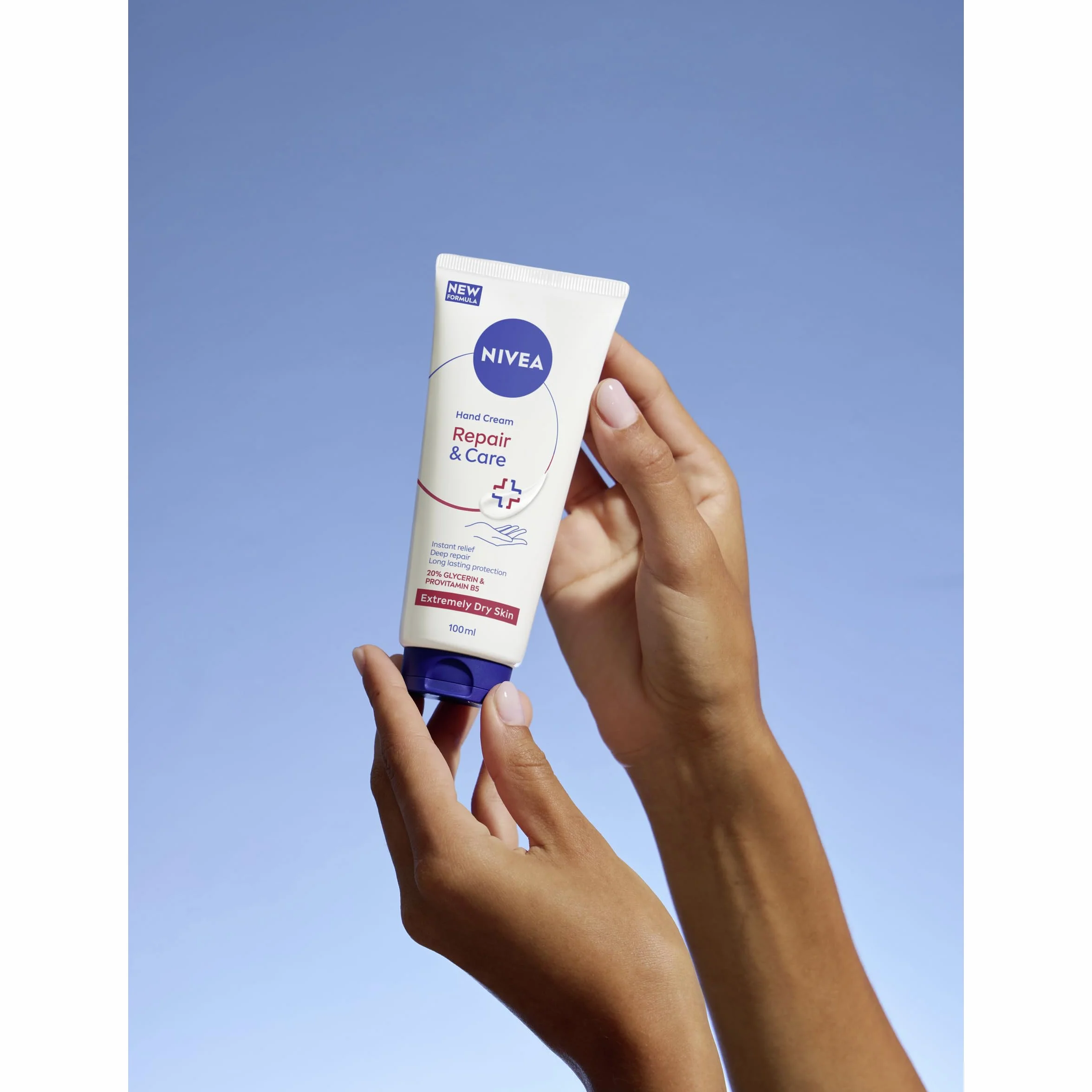 NIVEA Crème Mains 3 en 1 Repair & Care 75 ml Réparation intense Peaux Très Sèches 20% Glycérine Pro‑Vitamine B5 Hydratation 72h Non grasse