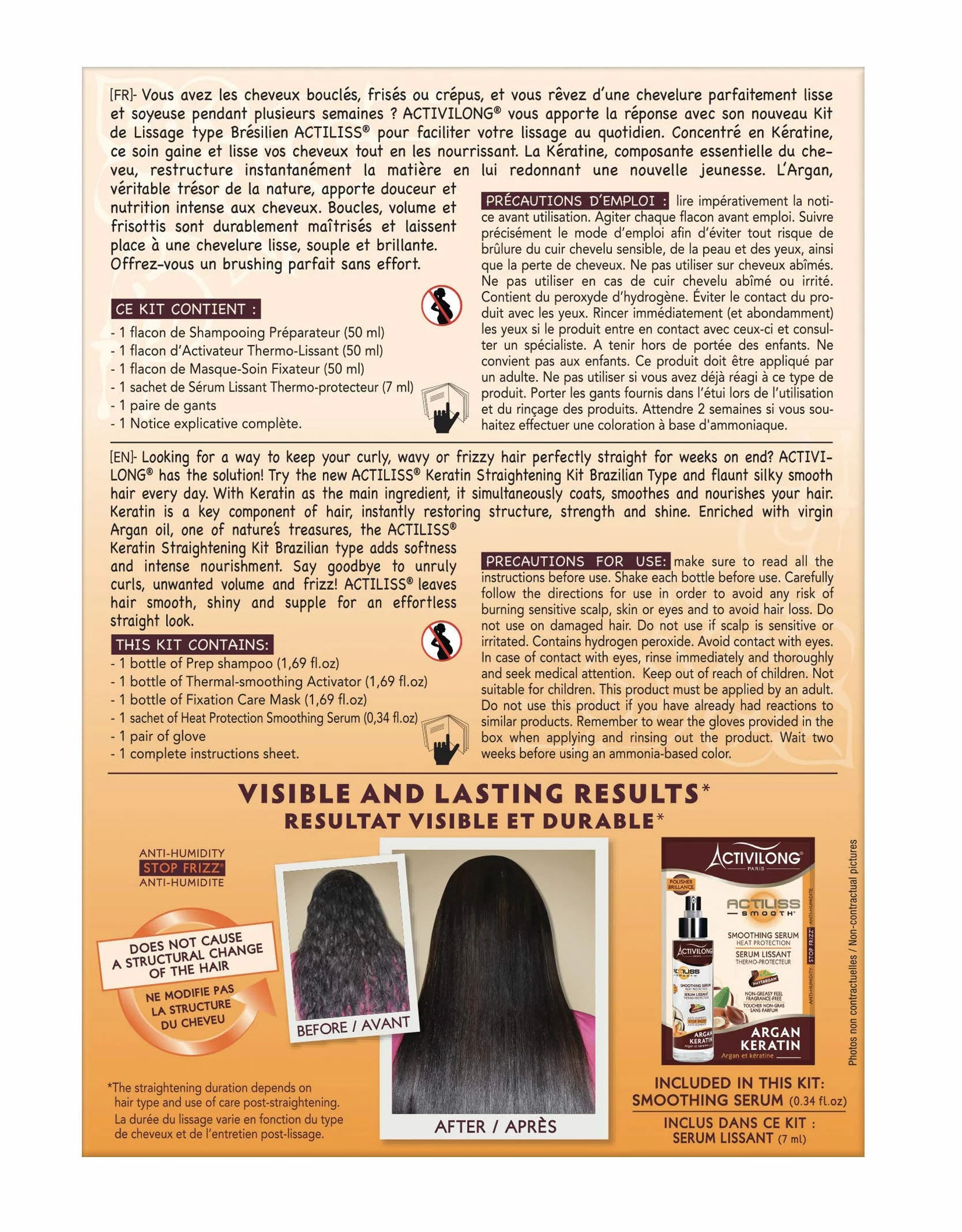 Kit De Lissage Type Brésilien Normal Cheveux Frisés À Bouclés Enrichi Argan Bio Kératine Made In France