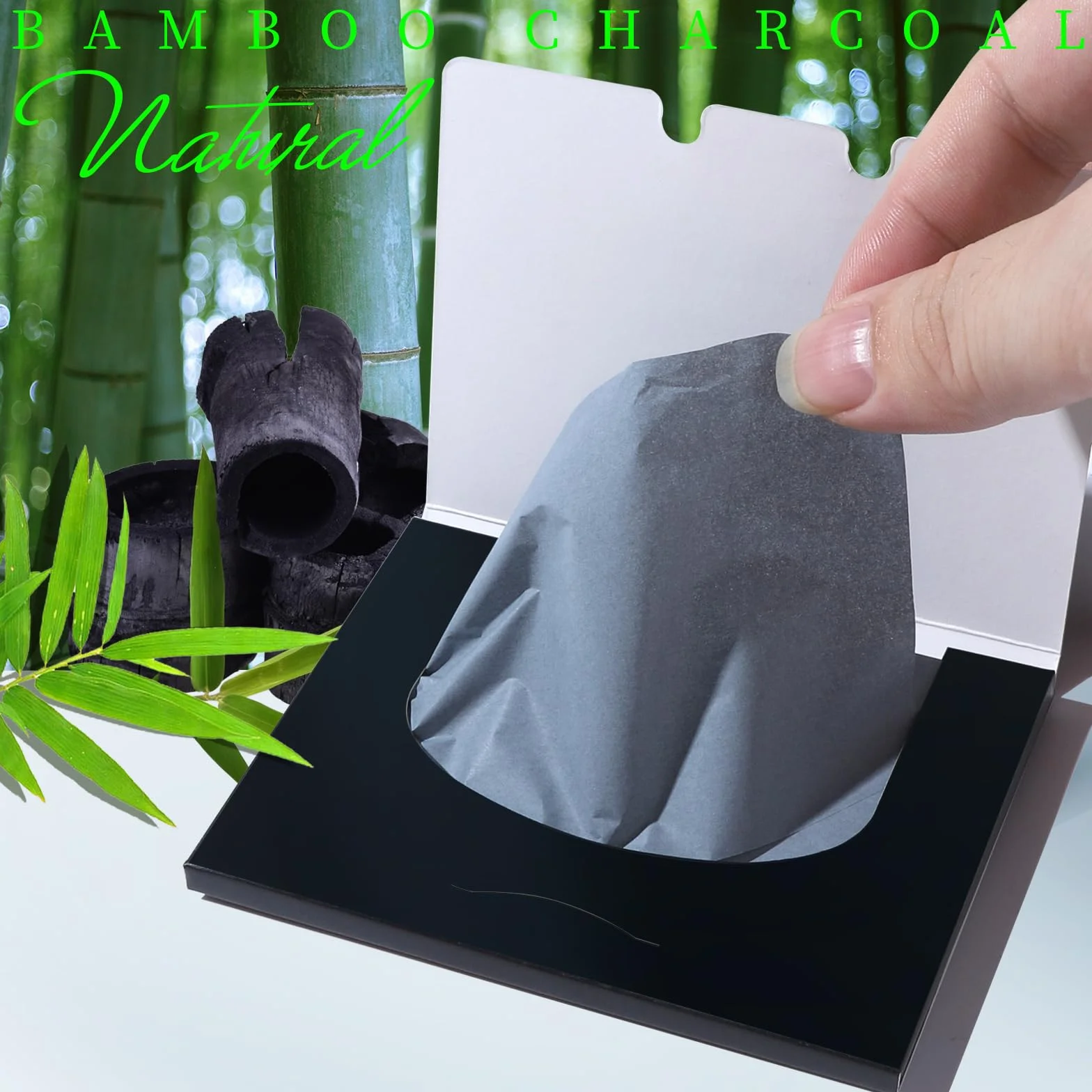 Teenitor Lot de 800 feuilles de papier buvard pour le visage, feuilles absorbantes d'huile de charbon de bambou pour peaux grasses, feuilles de buvard pour le visage, tampons absorbants d'huile