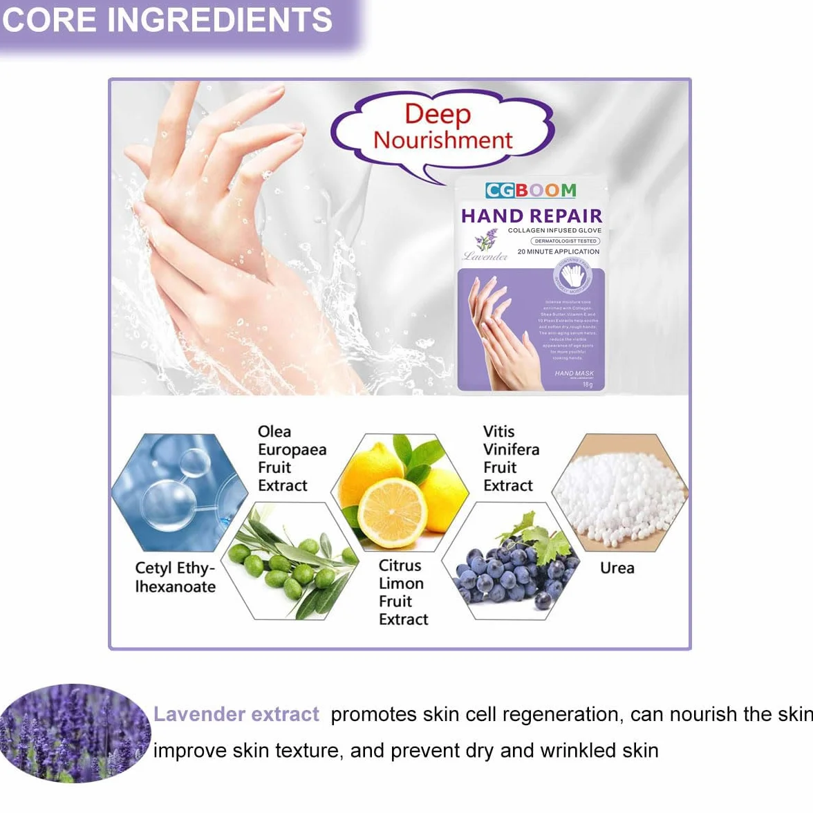 Masques hydratants et exfoliants pour les mains - Lot de 5 - Gants nourrissants pour peau sèche et craquelée