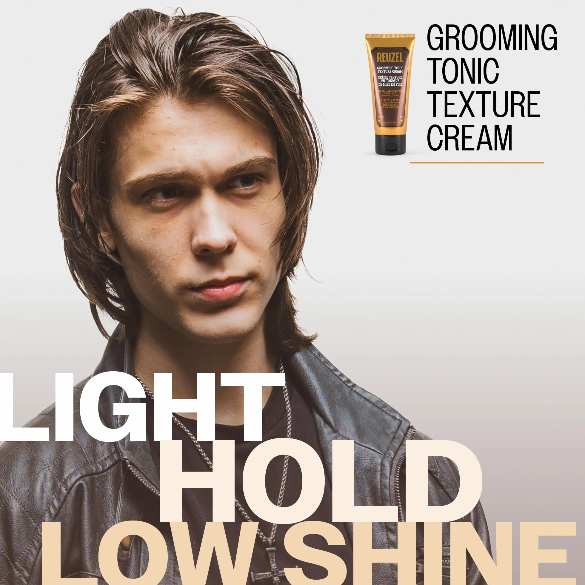 Reuzel Grooming Tonic Texture Cream, tenue moyenne et définition, texture bouclée et brillance, protection contre la chaleur pour tous les types de cheveux, 100 ml