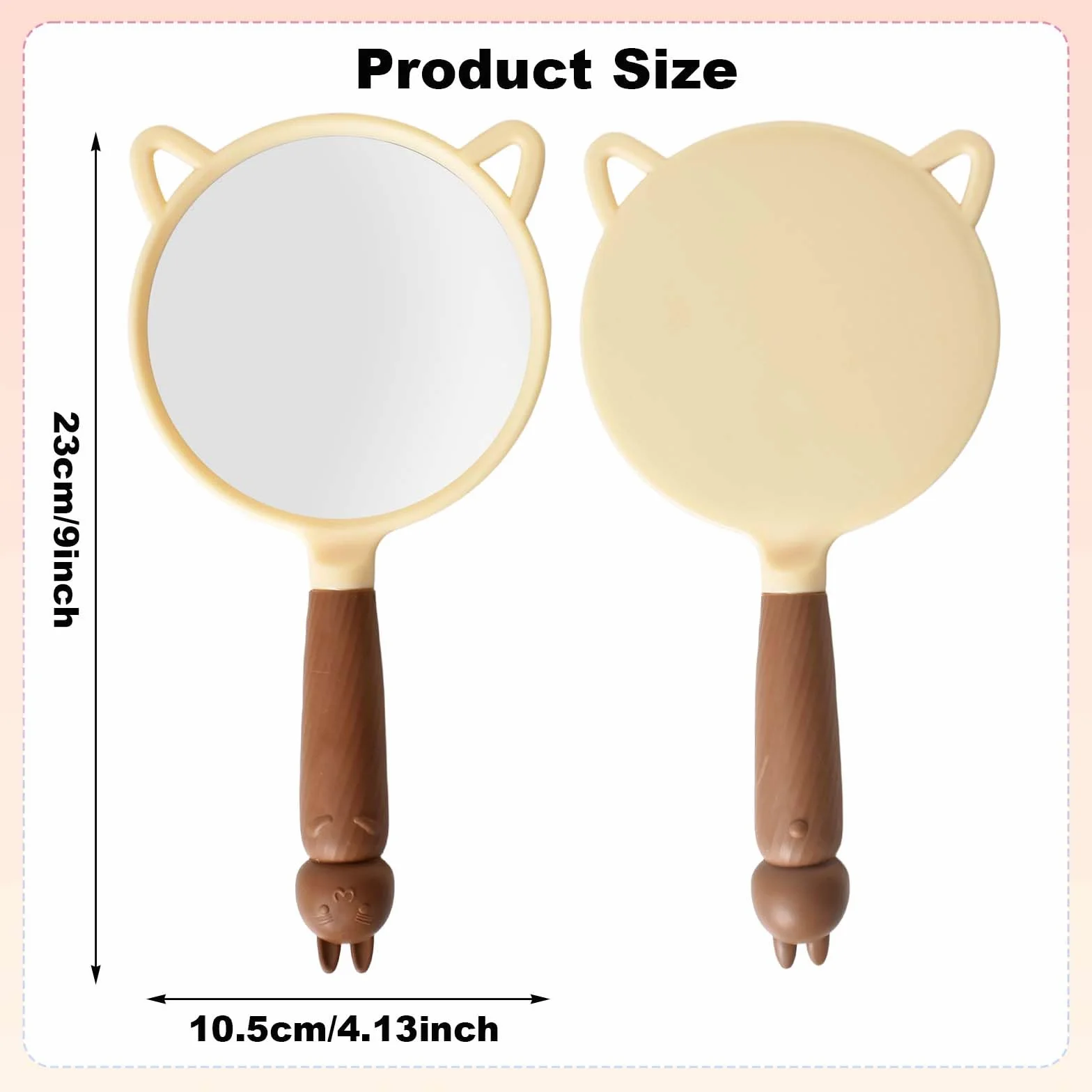 Miroir à Main Professionnel avec Poignée, Miroir Maquillage Portable pour Salon de Beauté (Marron Café)