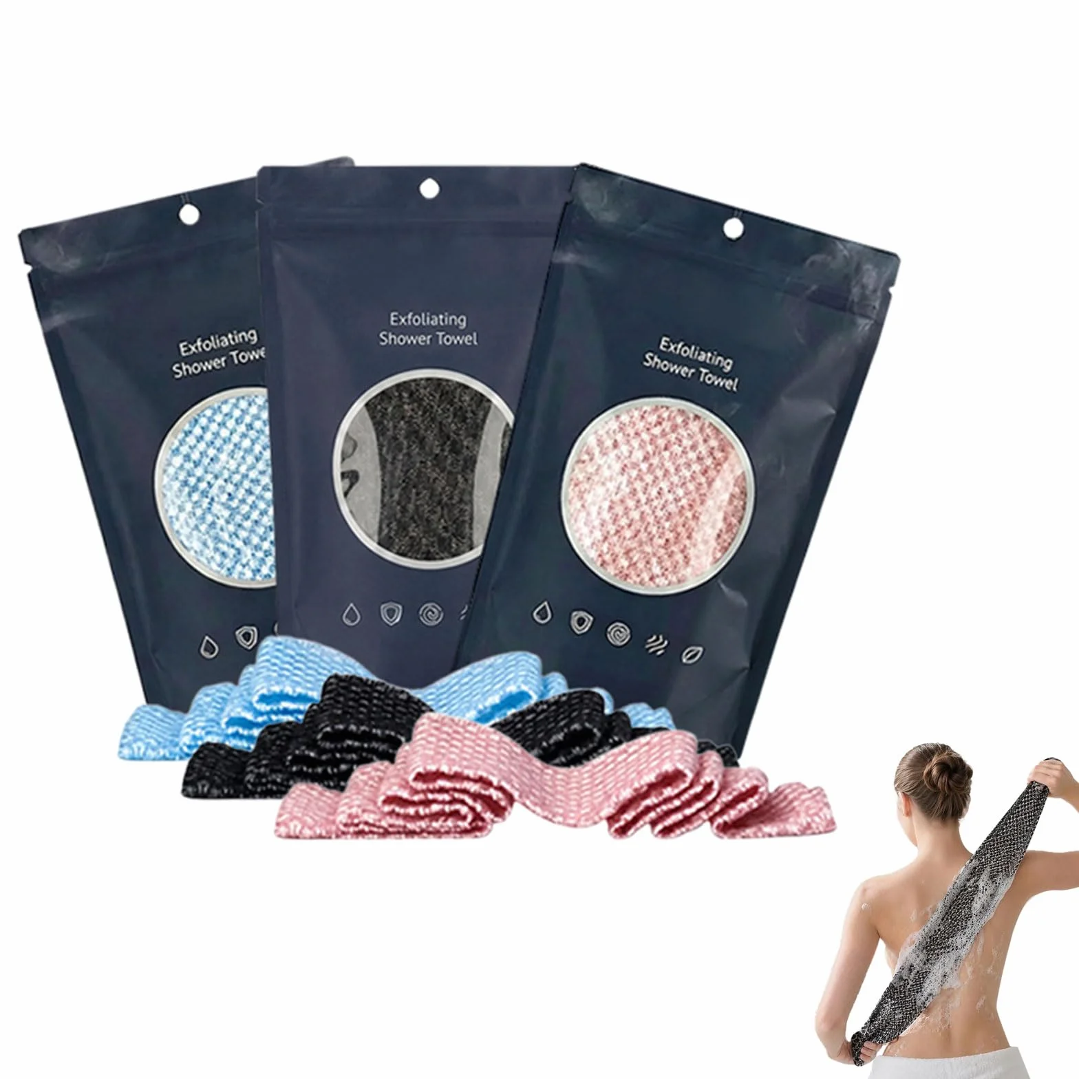 Ecovia Serviette Exfoliante Douche – Exfoliation Douce, Séchage Rapide, Usage Quotidien
