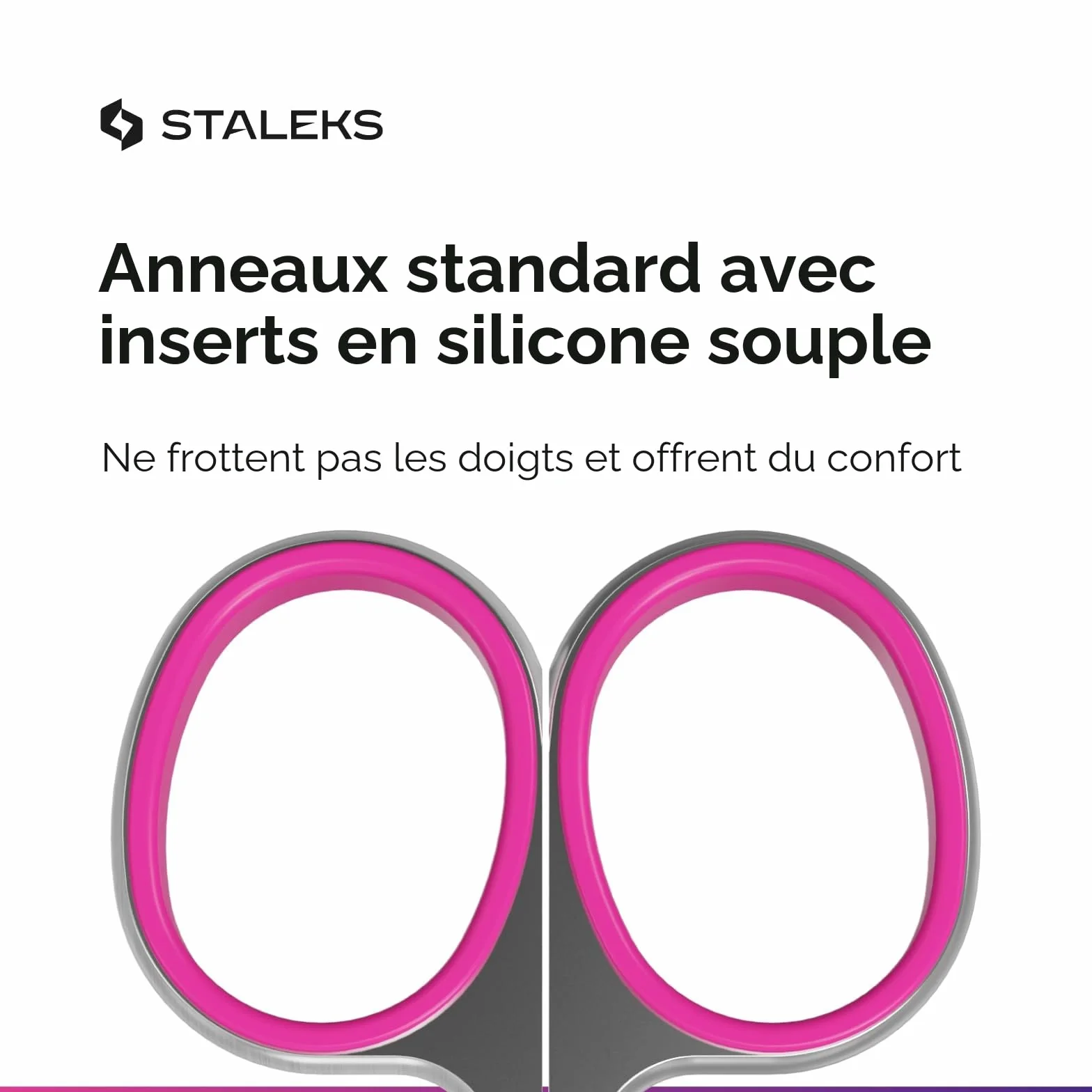 STALEKS Pro Ciseaux Professionnels pour Peau et Cuticule Lames Courbées Classiques Manches Silicone Rose Smart 40 Type 3 SS-40/3