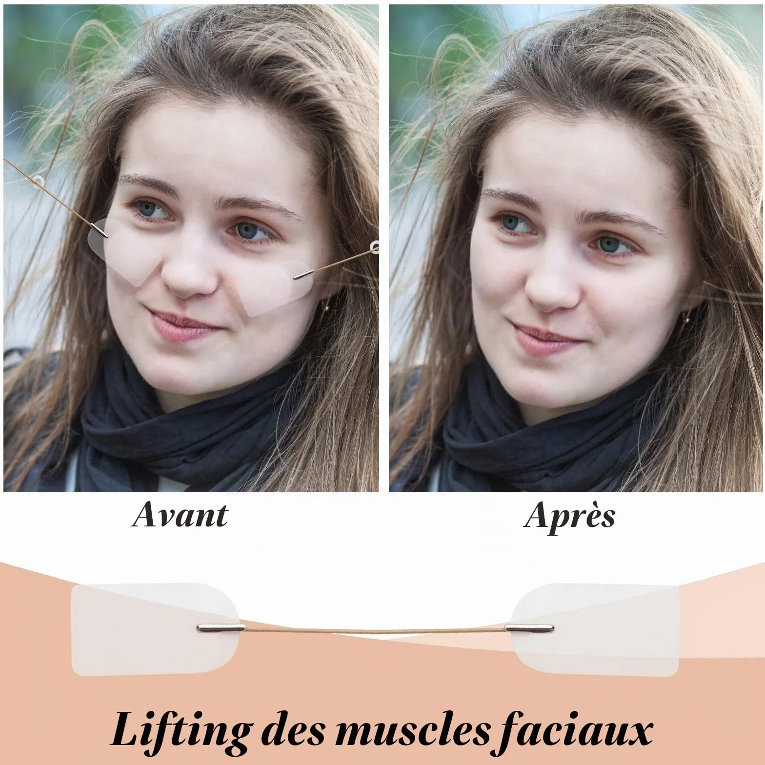 VEGCOO 80 Pièces Face Lift Tape, Patch Lifting Visage, Bandes Autocollantes Anti-Rides