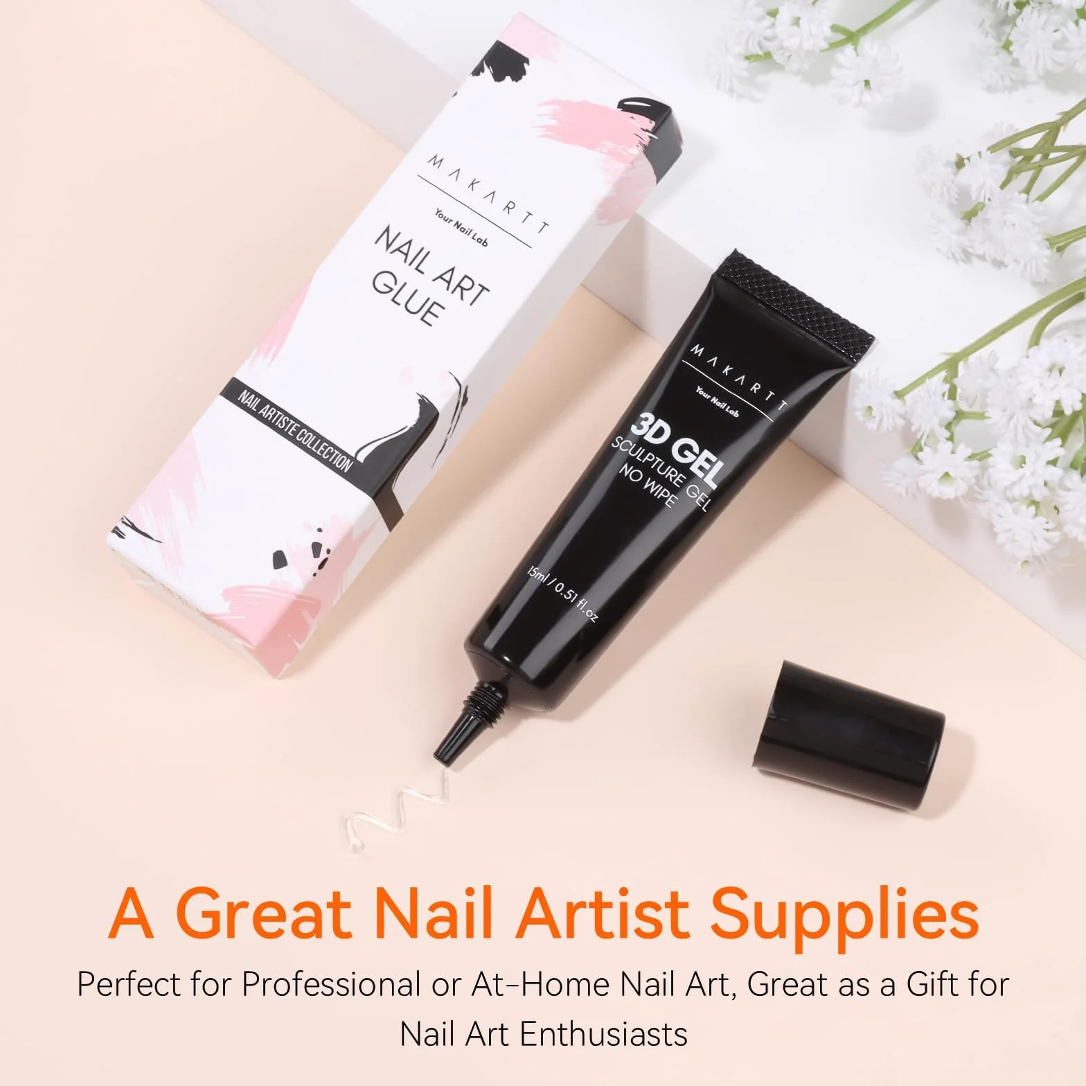 Makartt Gel 3D Nail Art 3 en 1 Rhinestone Glue Gel pour Ongle Sculpting Gel Polish UV LED 15ml