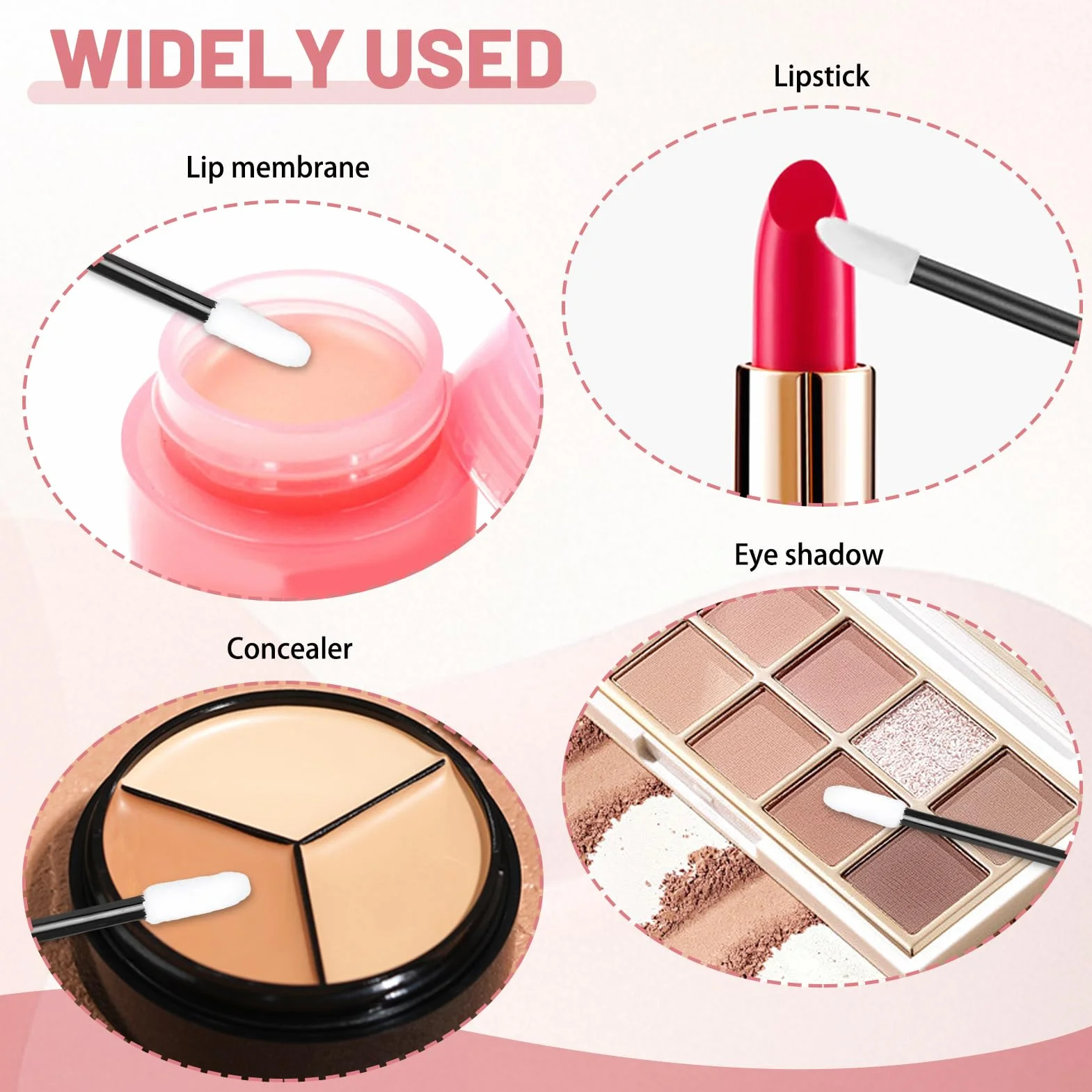 Pinceaux à lèvres jetables 300 pièces, applicateurs de rouge à lèvres, outil de maquillage beauté noir
