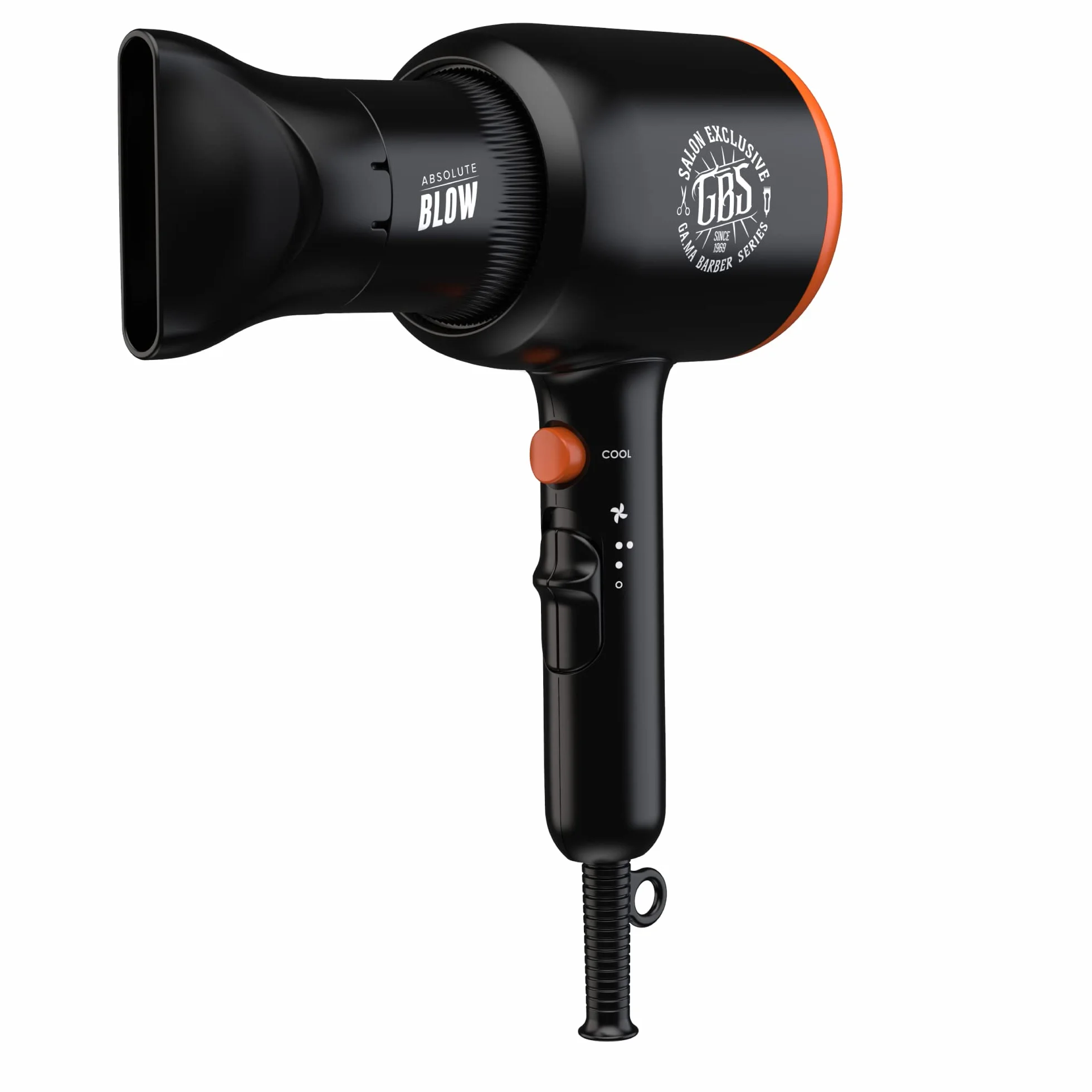 GA.MA Italy Professional, GBS Absolute Blow Dryer, Moteur AC 2000W ultra-compact, revêtement céramique pour des cheveux brillants et sans frisottis, noir