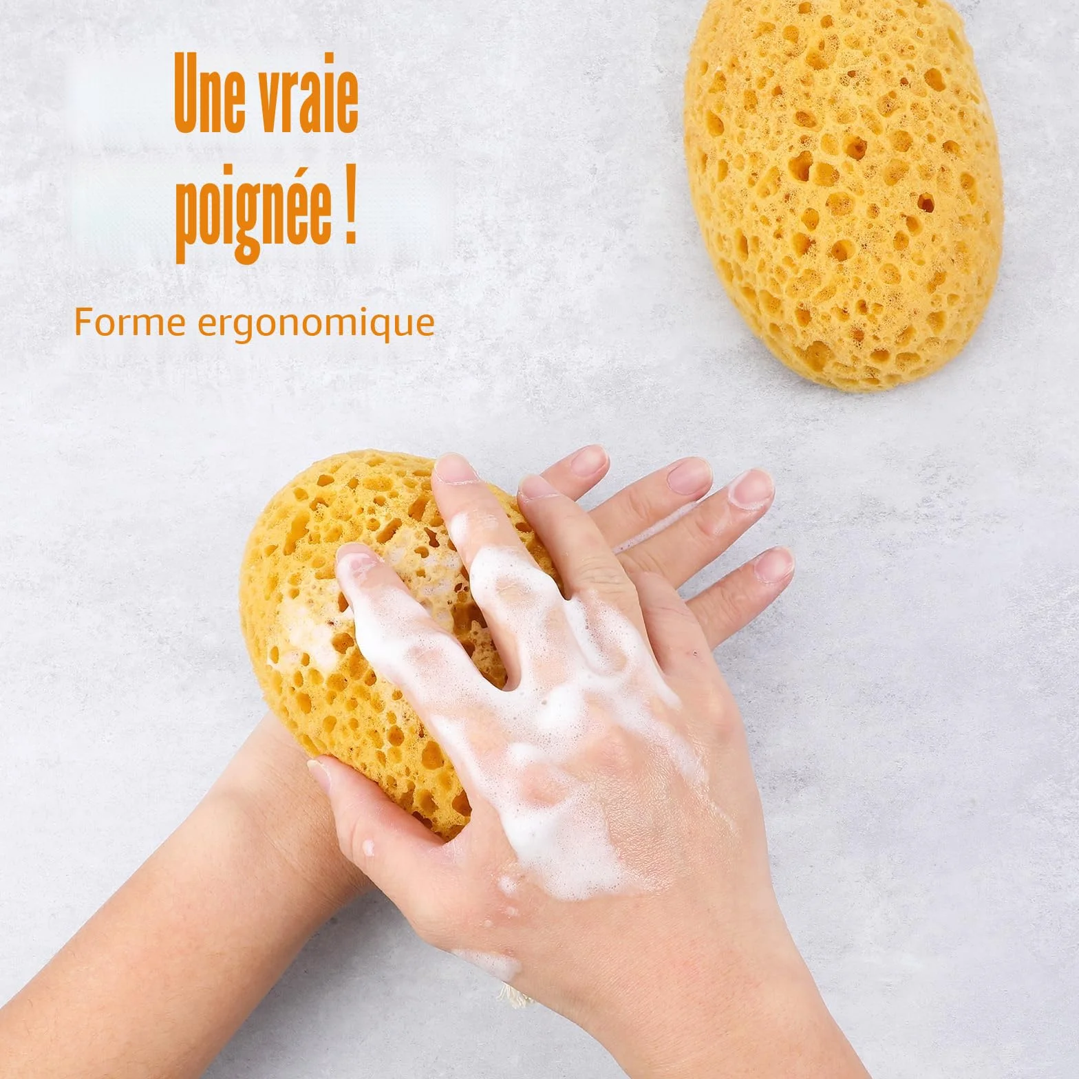 Éponge de Bain Lot de 2 Grandes Éponges Alvéolaires Douche Exfoliante Mousse Dense Nettoyage Doux