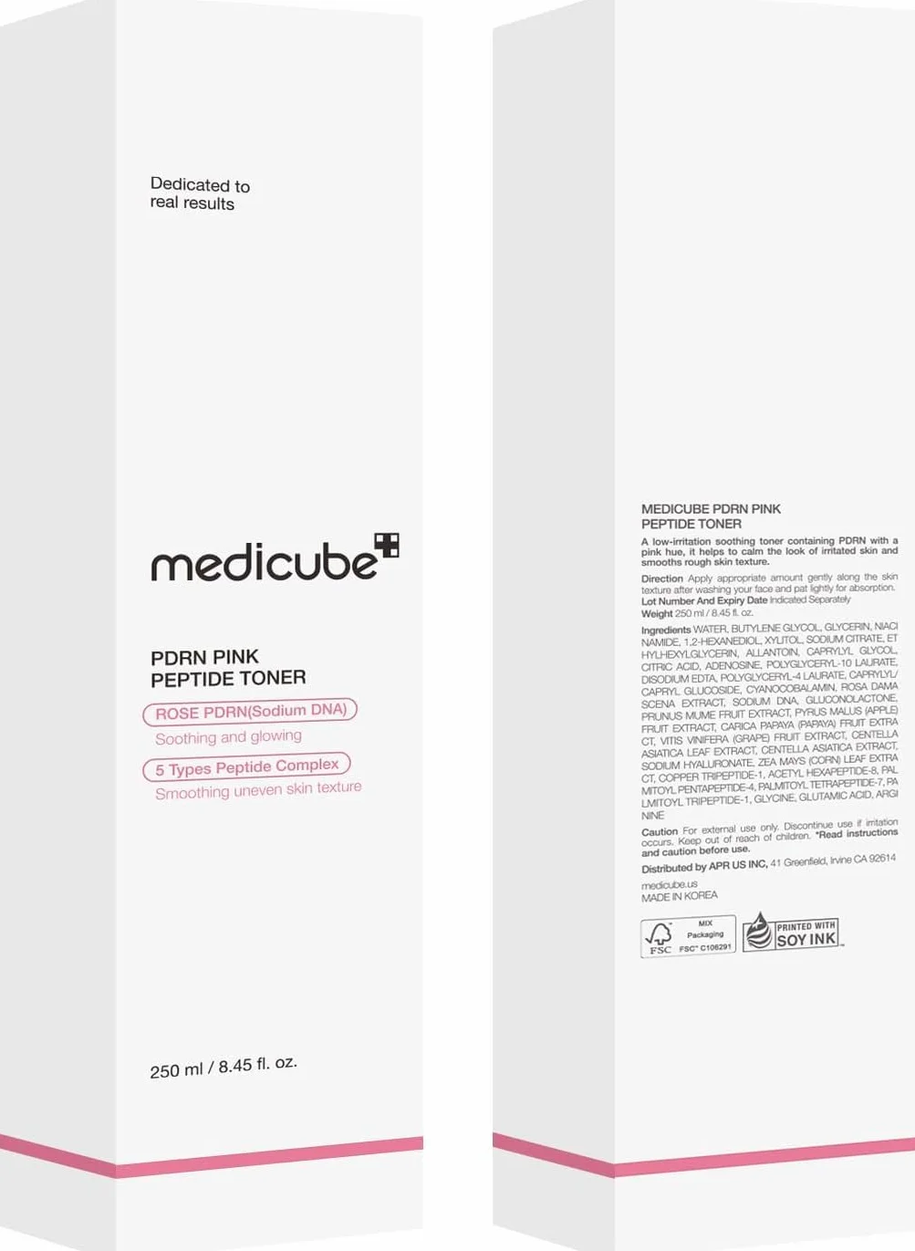 Medicube Pink Cica Peptide Toner Apaisant Saumon DNA PDRN 250ml