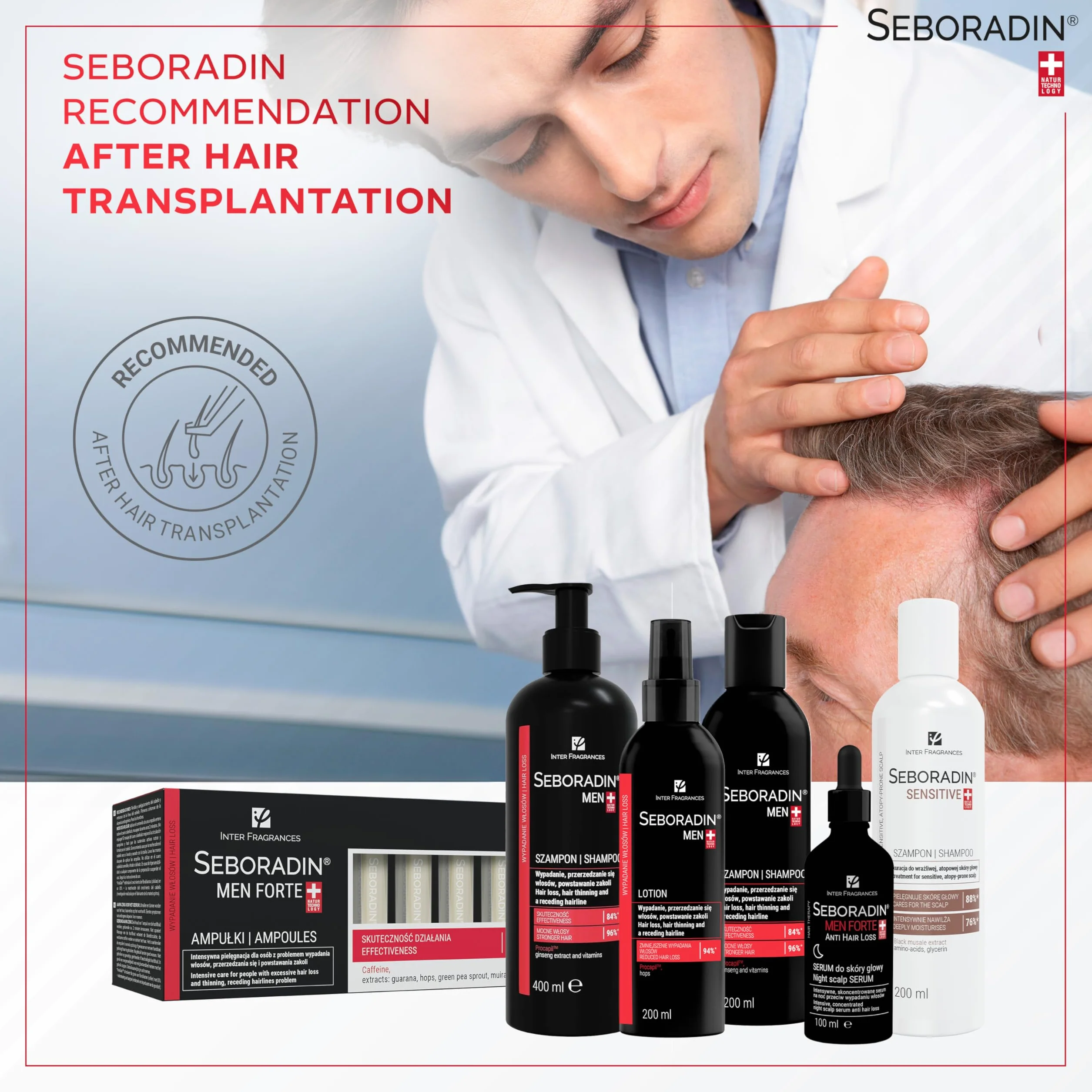 Seboradin Ampoules FORTE Anti-chutes Traitement Intensif Calvitie 14x5,5 ml Hommes