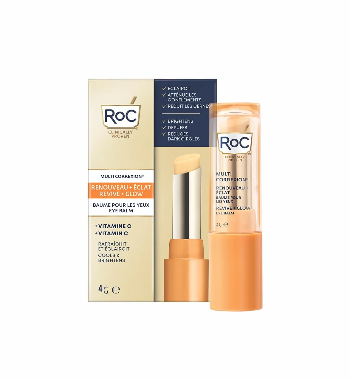 RoC Multi Correxion Renouveau + Eclat Baume pour les yeux Vitamine C Hypoallergénique 4 g