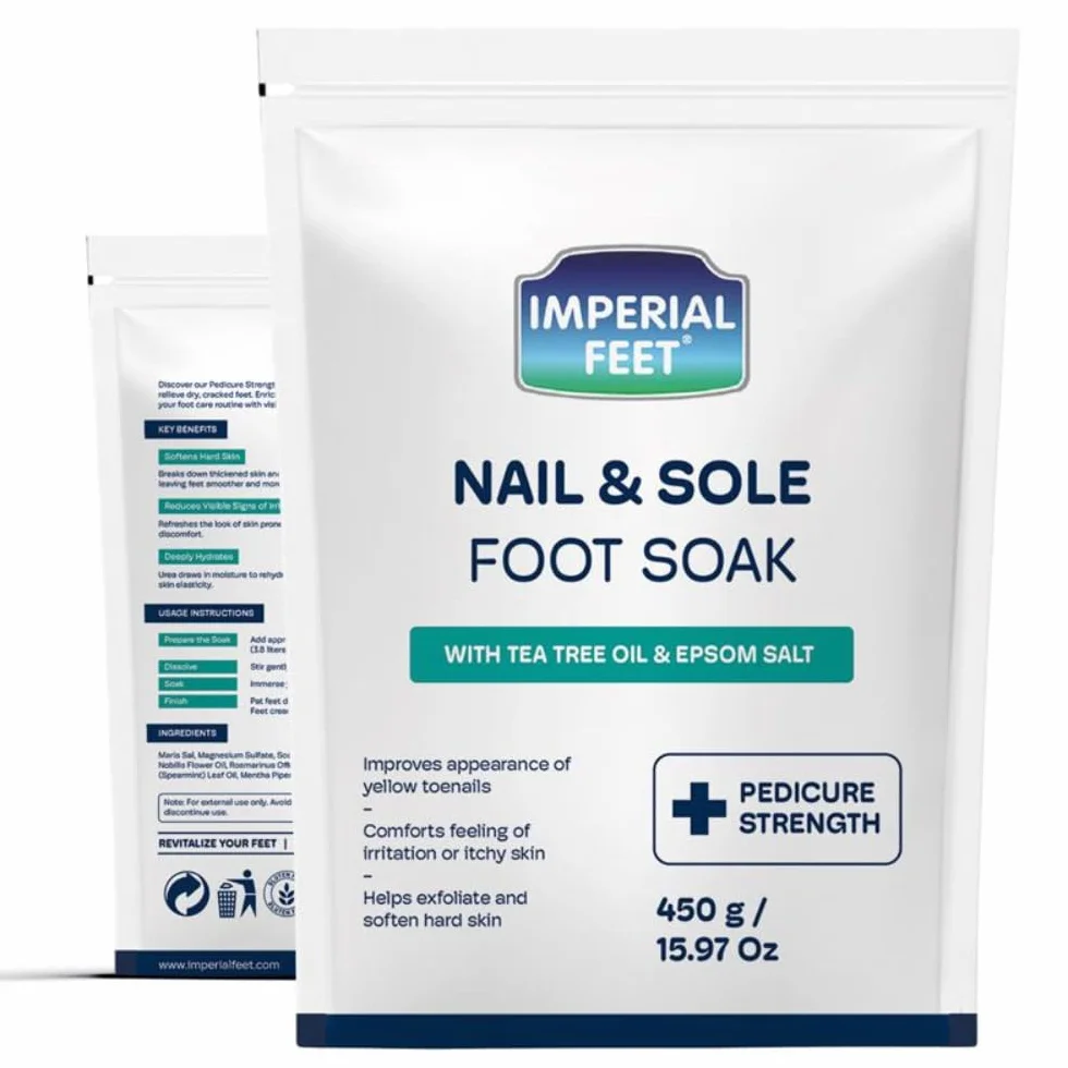 Pedicure Quality Foot Soak with Tea Tree Oil & Epsom Salt | Helps Treat Nail Fungus Athletes Foot | Anti Fungal Nail Treatment | Foot Moisturiser & Deodorizer Feet Soak | Exfoliating Foot Soak