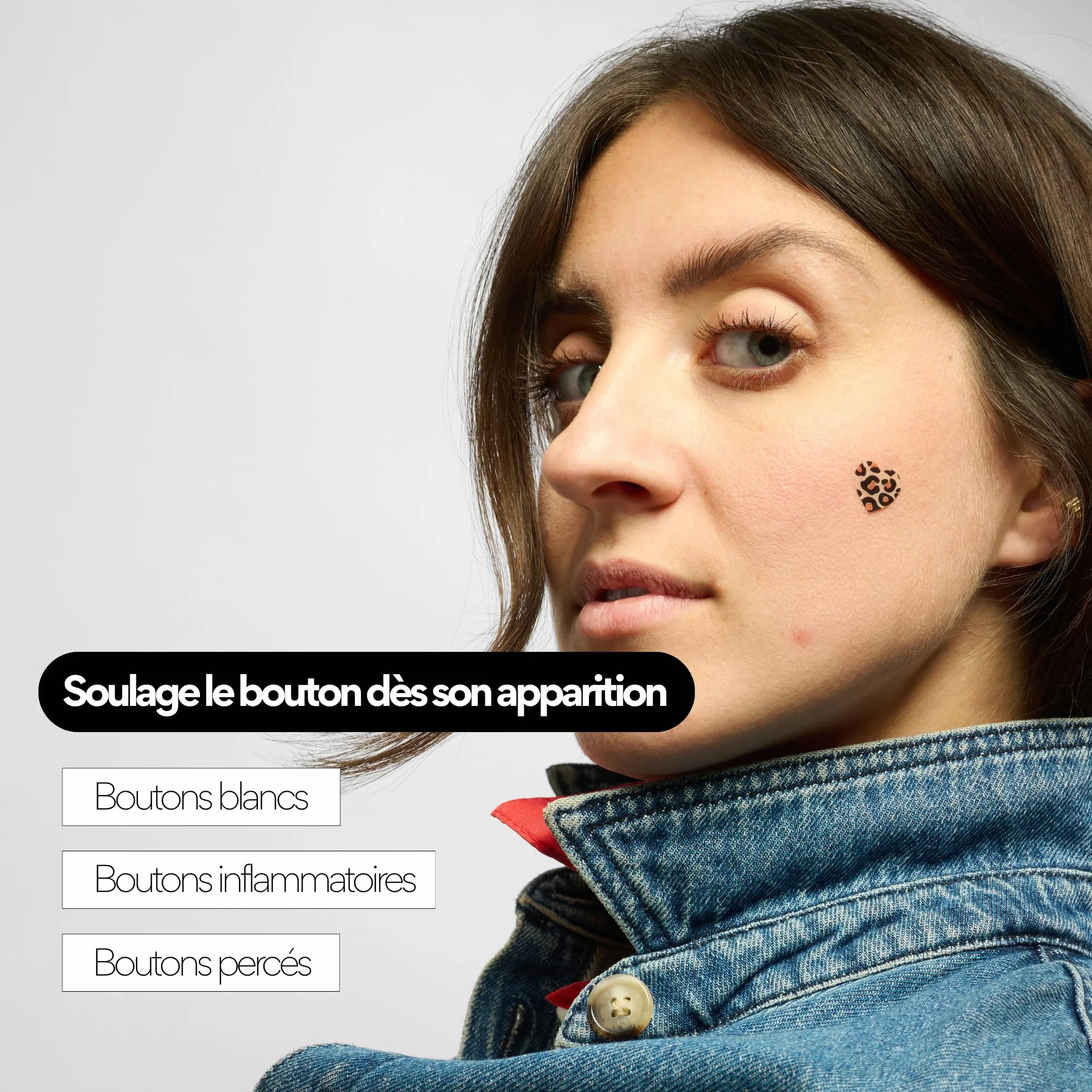 Patchs boutons édition limitée léopard x15 - Traitement de l'acné - Soulagement rapide, invisible sous le maquillage