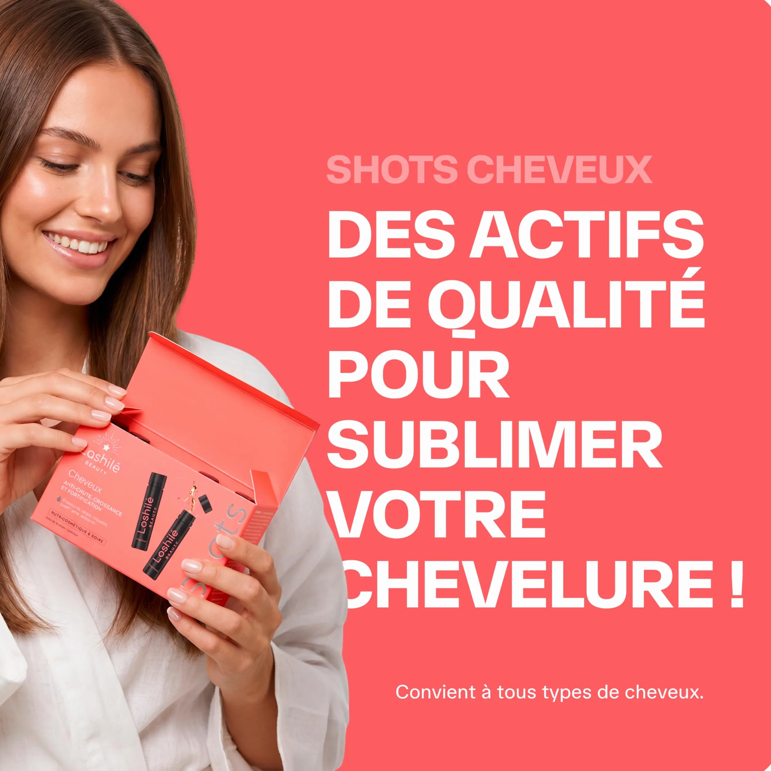 Lashilé Beauty Complément Alimentaire Cheveux 3 en 1 Anti-chute Croissance Fortification Programme 14 Jours