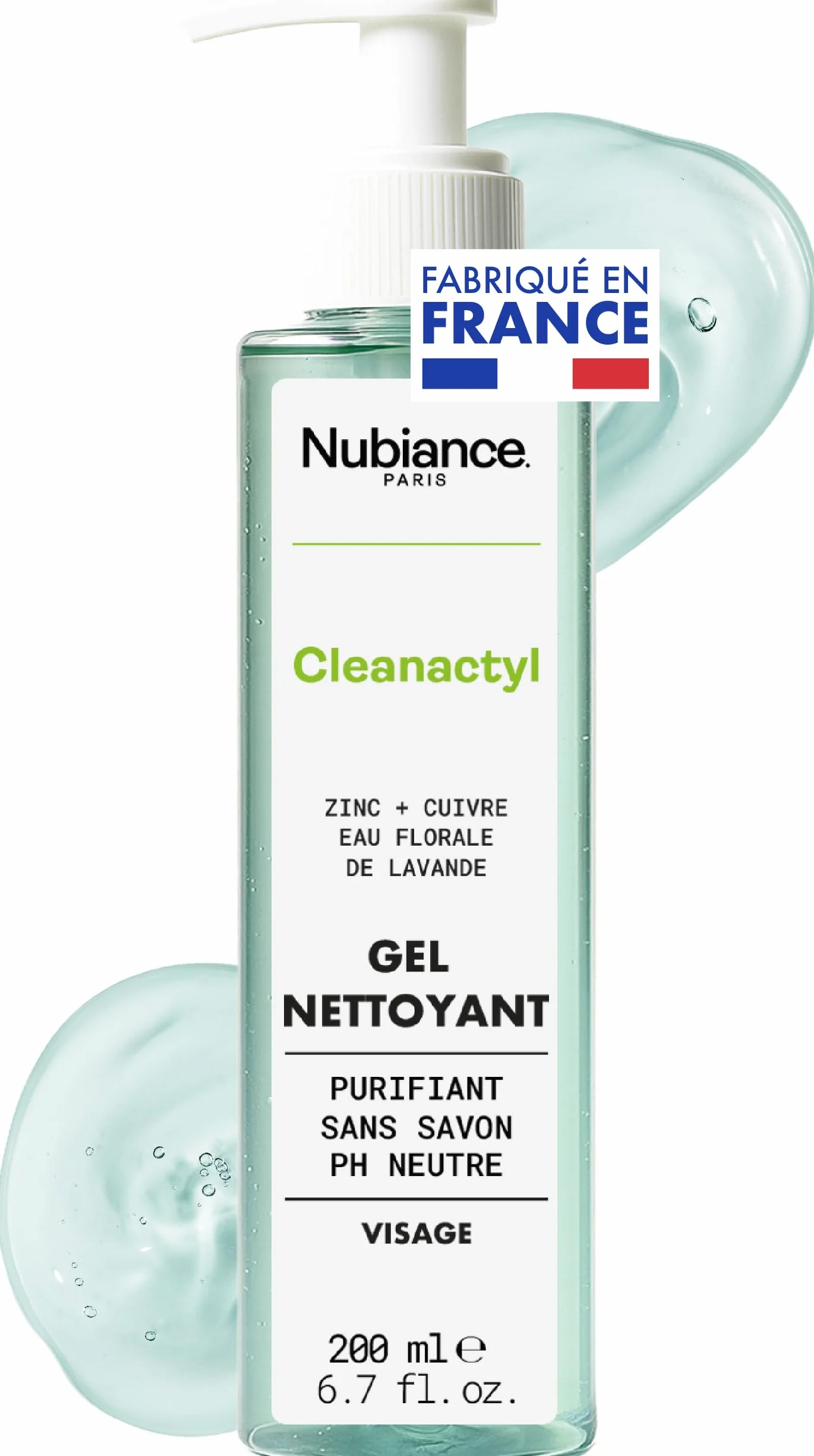NUBIANCE Cleanactyl Gel Nettoyant Visage Purifiant Hydratant 200 ml
