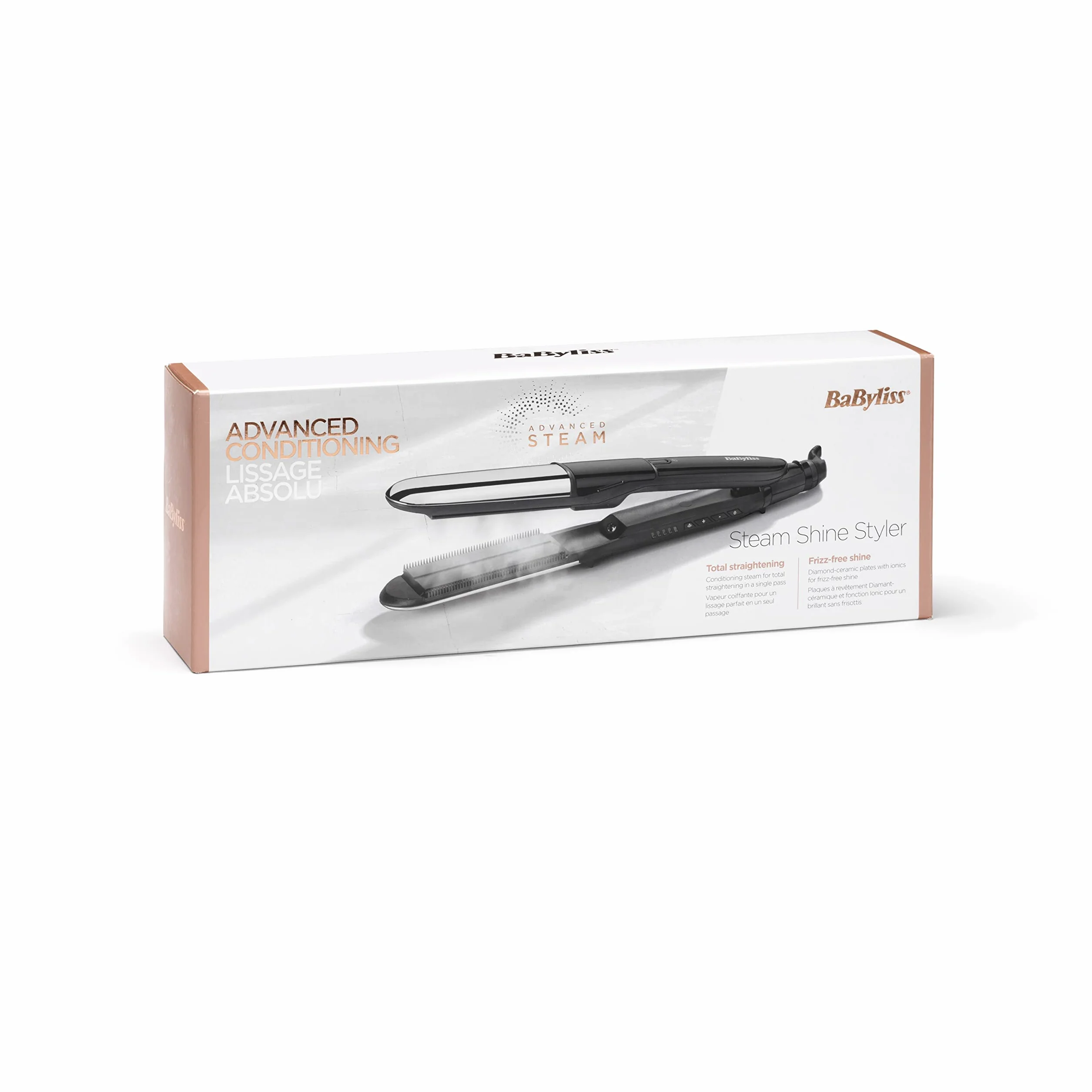 BaByliss ST496E Lisseur vapeur Steam Shine plaques XL tourmaline-céramique ionique anti-frizz cheveux brillants