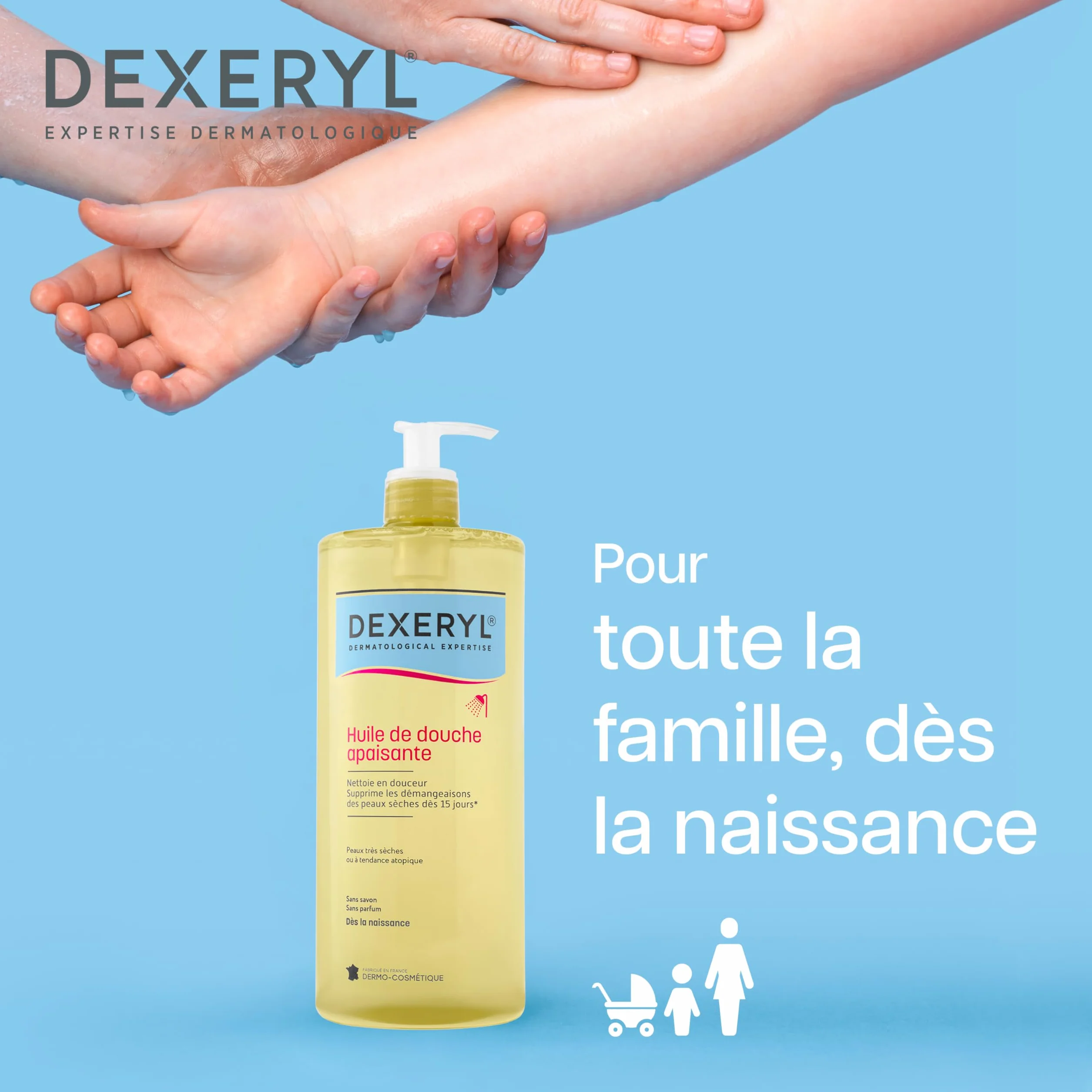 DEXERYL Huile de Douche Apaisante 1L Peaux Très Sèches Atopique Sans Savon Sans Parfum