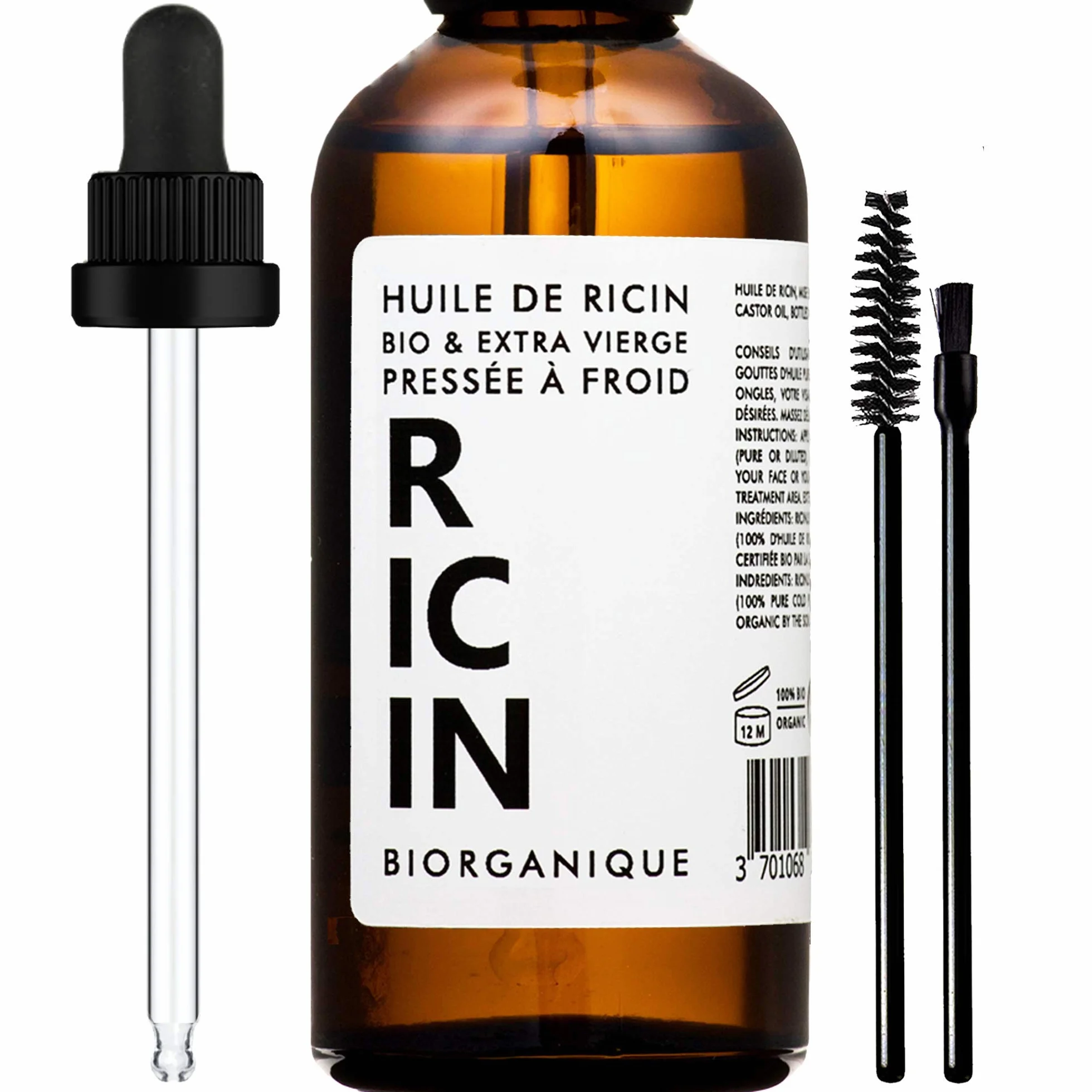 Huile de Ricin 100% Bio Pure 50 ml Soin Cheveux Cils Ongles Peau