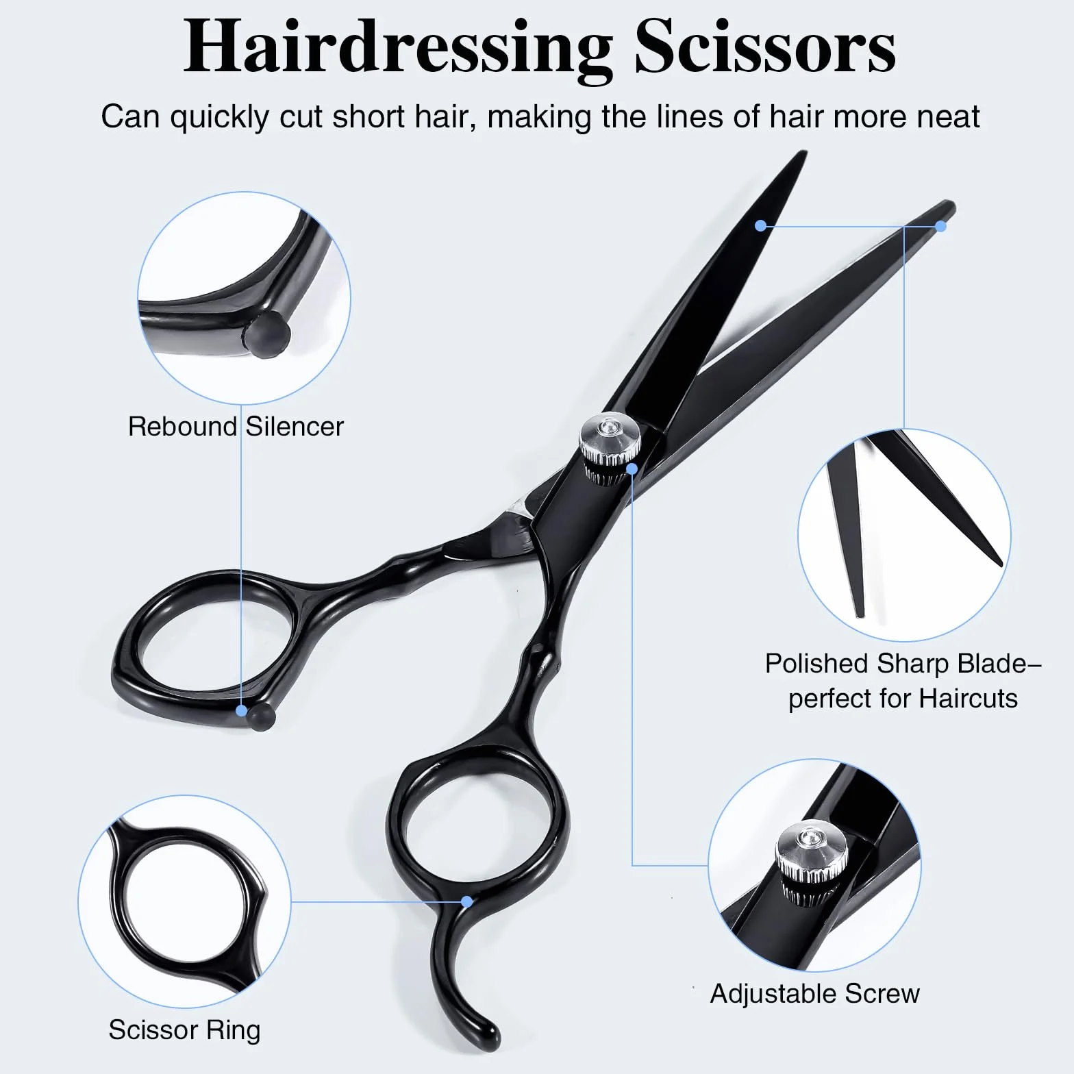 Ciseaux Coiffure 3Pcs Kit Coupe Cheveux Professionnel Effileur 6,7 Pouces