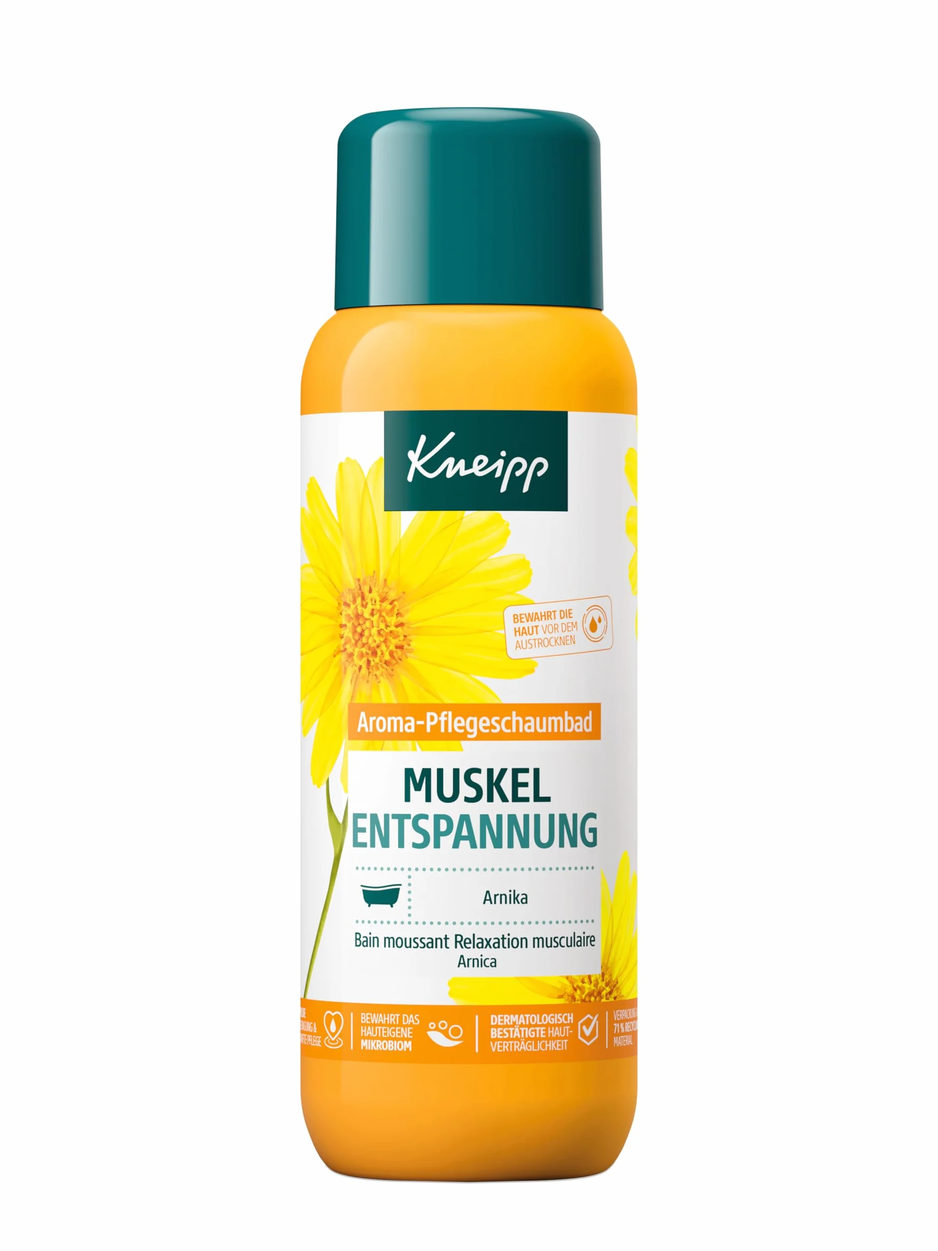 Kneipp Bain de mousse relaxation musculaire extrait d'arnica huiles essentielles cabreuva romarin pinus chauffante 400 ml