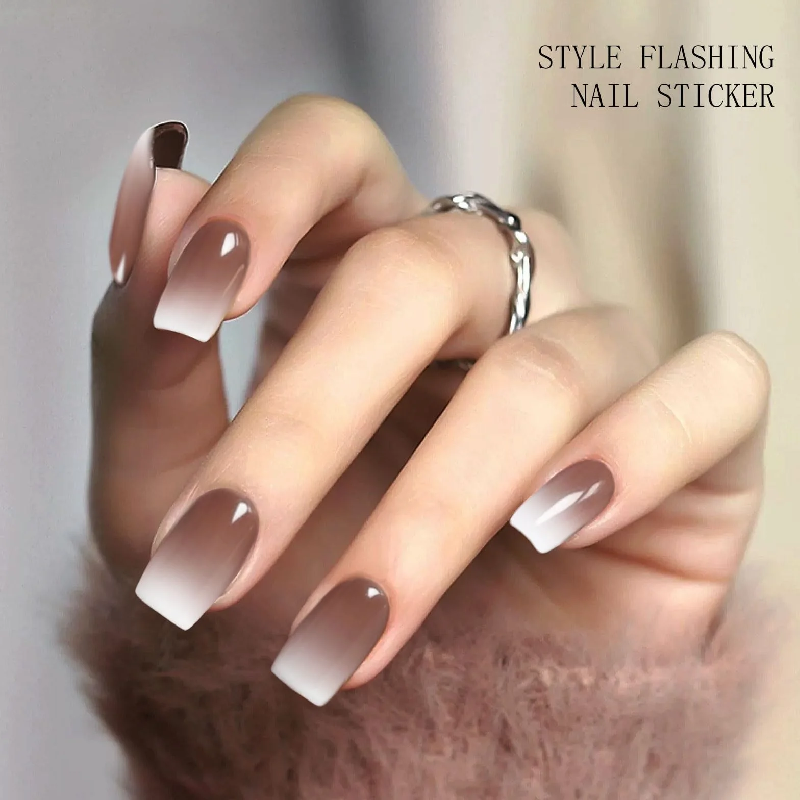 JMEOWIO Café Crème Blanc Nail Stickers Semi-durci Autocollant Gel Uv Deco Nail Art Manucure