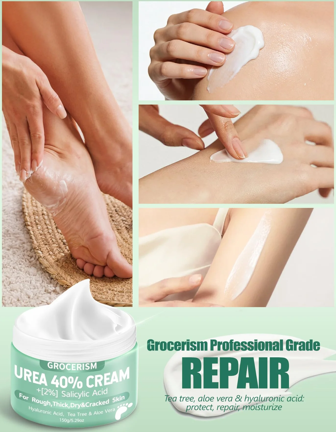 Crème à l'Urée 40% Acide Salicylique Pieds Mains Hydrate Élimine Callosités Adoucit 150 g