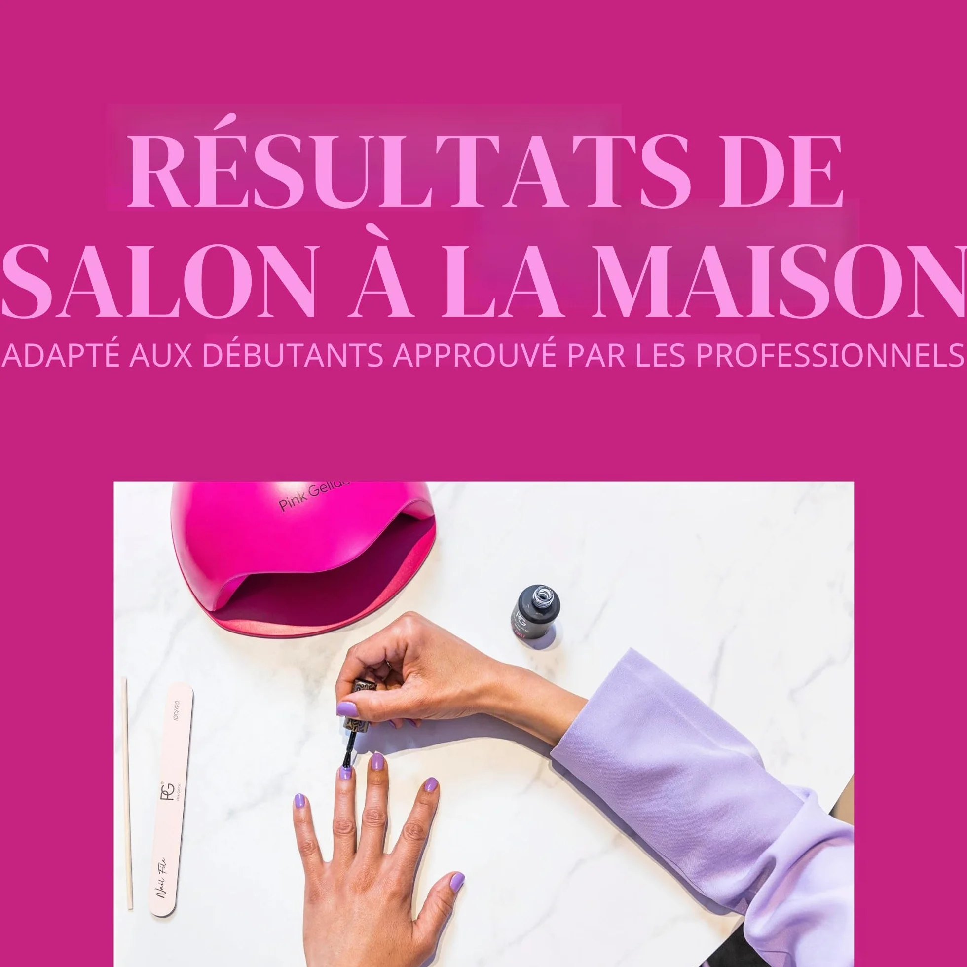 Pink Gellac Kit Manucure Semi Permanent avec Lampe UV LED Noir, 4x Teintes Rouges 15 ml, Top & Base Coat, Dissolvant