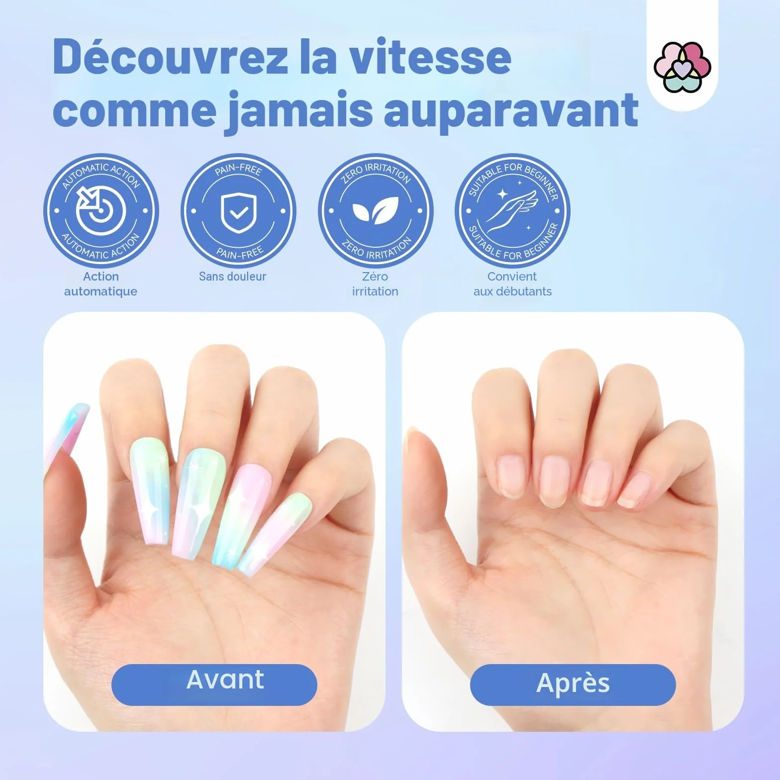 Saviland Kit de Dissolvant pour Colle à Ongles avec Huile de Ricin, Vitamine E, Pousse-Cuticules et Fourchette
