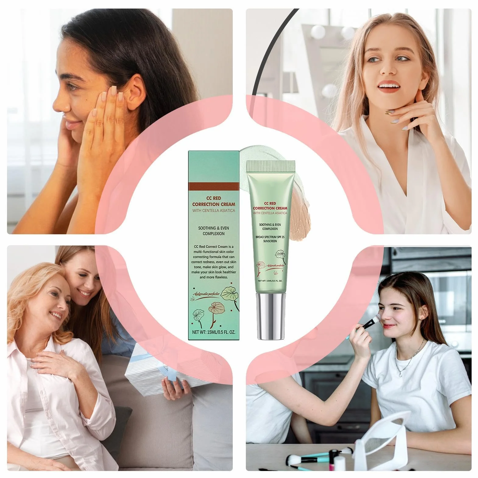 Crème CC Centella Asiatica Hydratante Teintée Correctrice Rougeurs Visage Red Correct