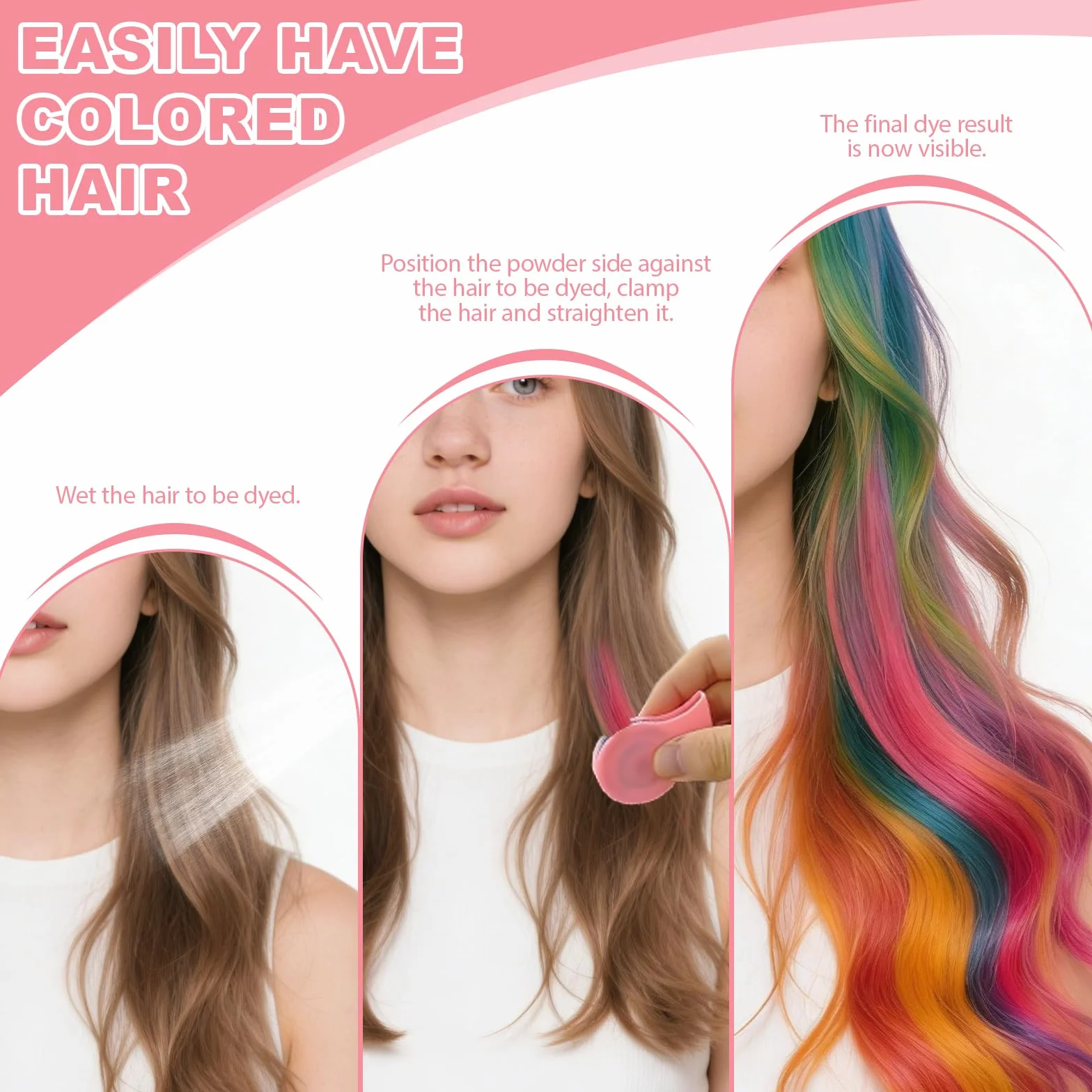 Lot de 12 craies pour cheveux lavables - Coloration temporaire pour filles - Cadeaux Pâques, anniversaire