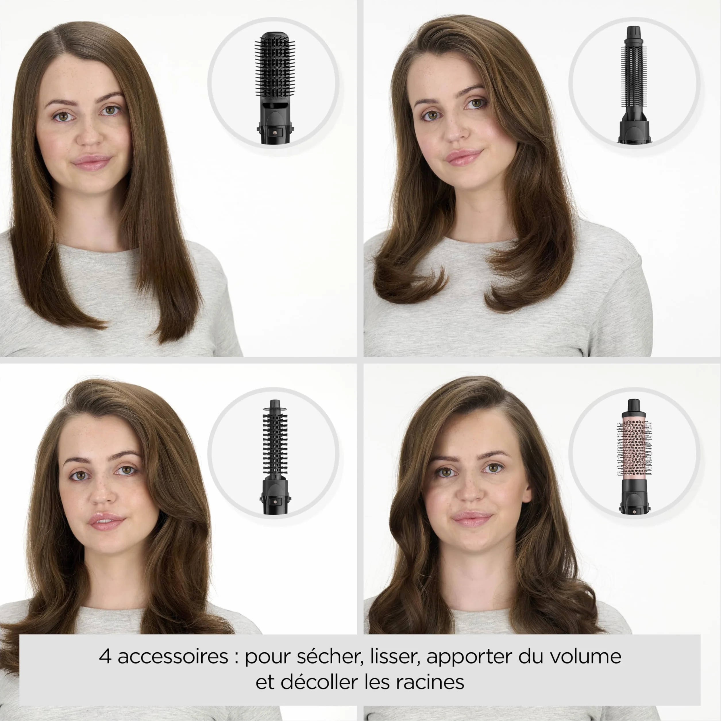 BaByliss Smooth Finish 1200 Brosse Soufflante 4-en-1 1200W Technologie Ionique & Céramique Noir/Rose AS122E