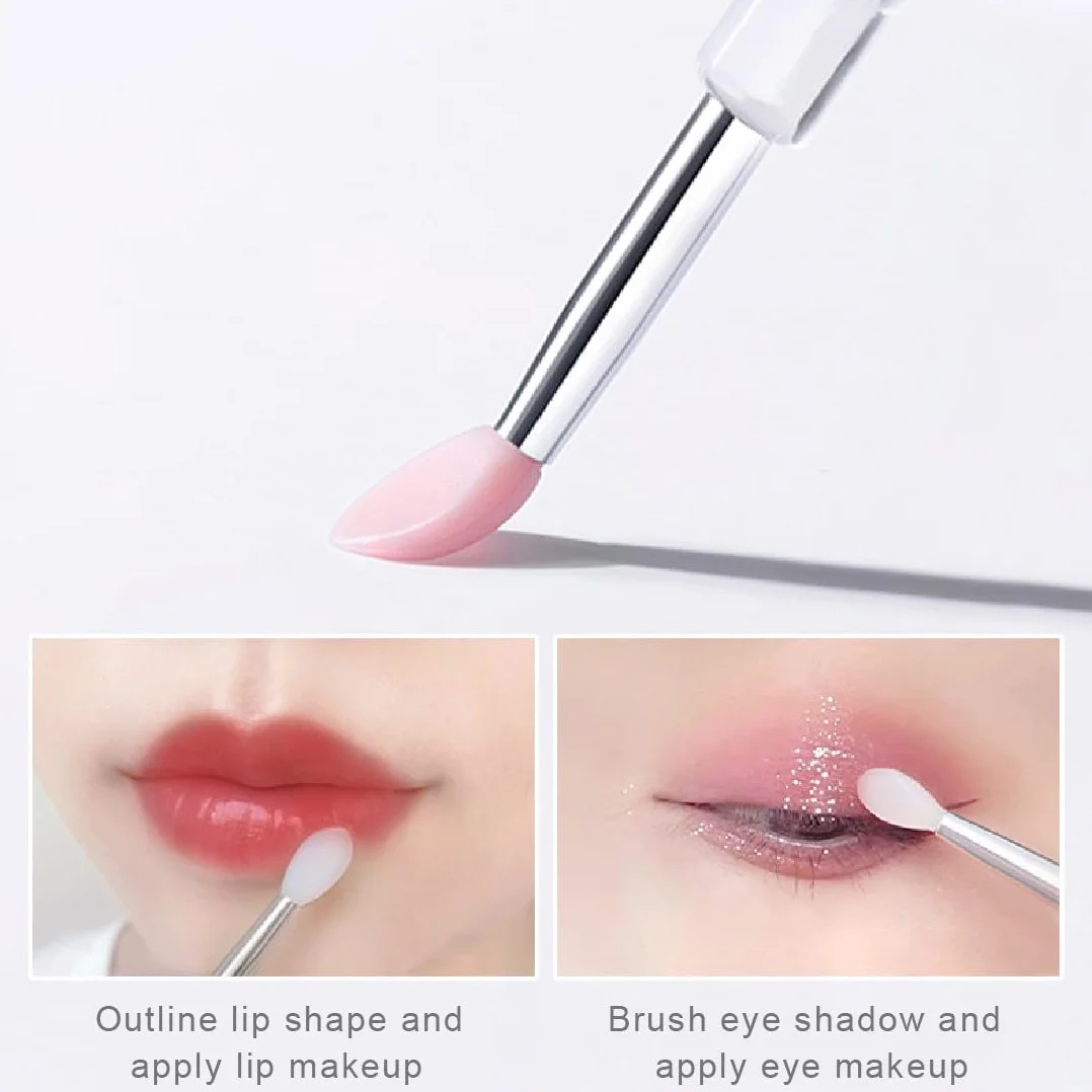 Pinceaux à Lèvres Silicone 3 Pièces avec Capuchon - Applicateur Professionnel Maquillage