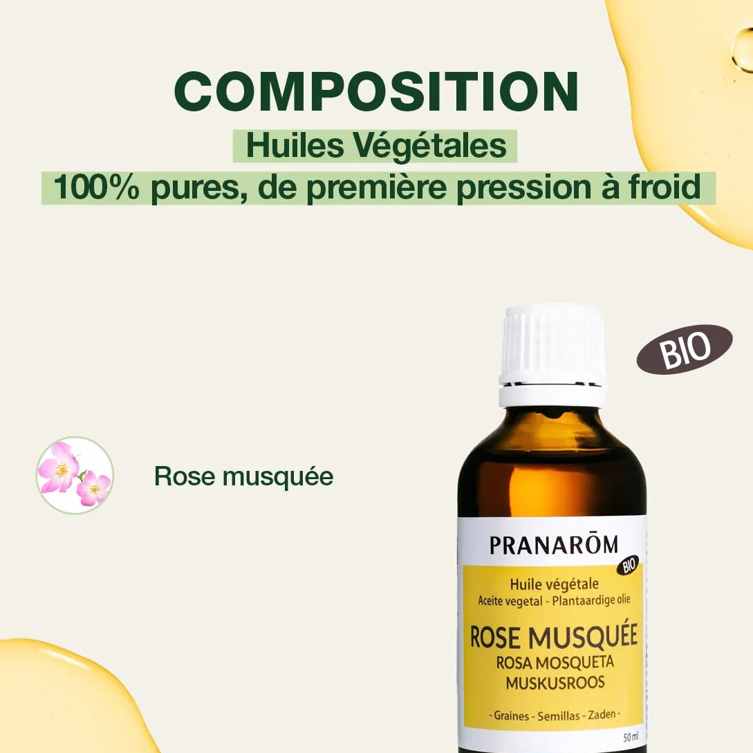 Pranarôm huile végétale bio rose musquée 50ml